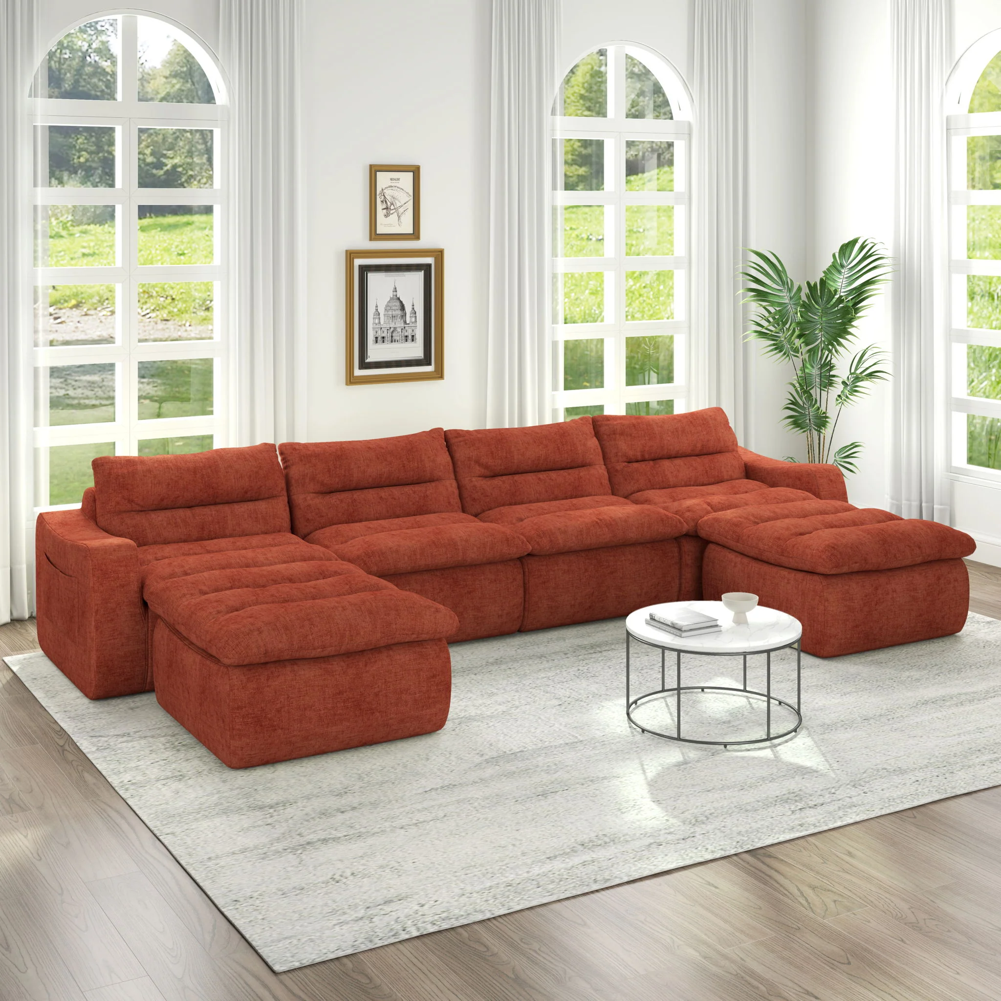 Modern L Shaped Modular Beanbag Sofa, Comfortable Lazy Style, Compression Sponge And Cloth - Image 3