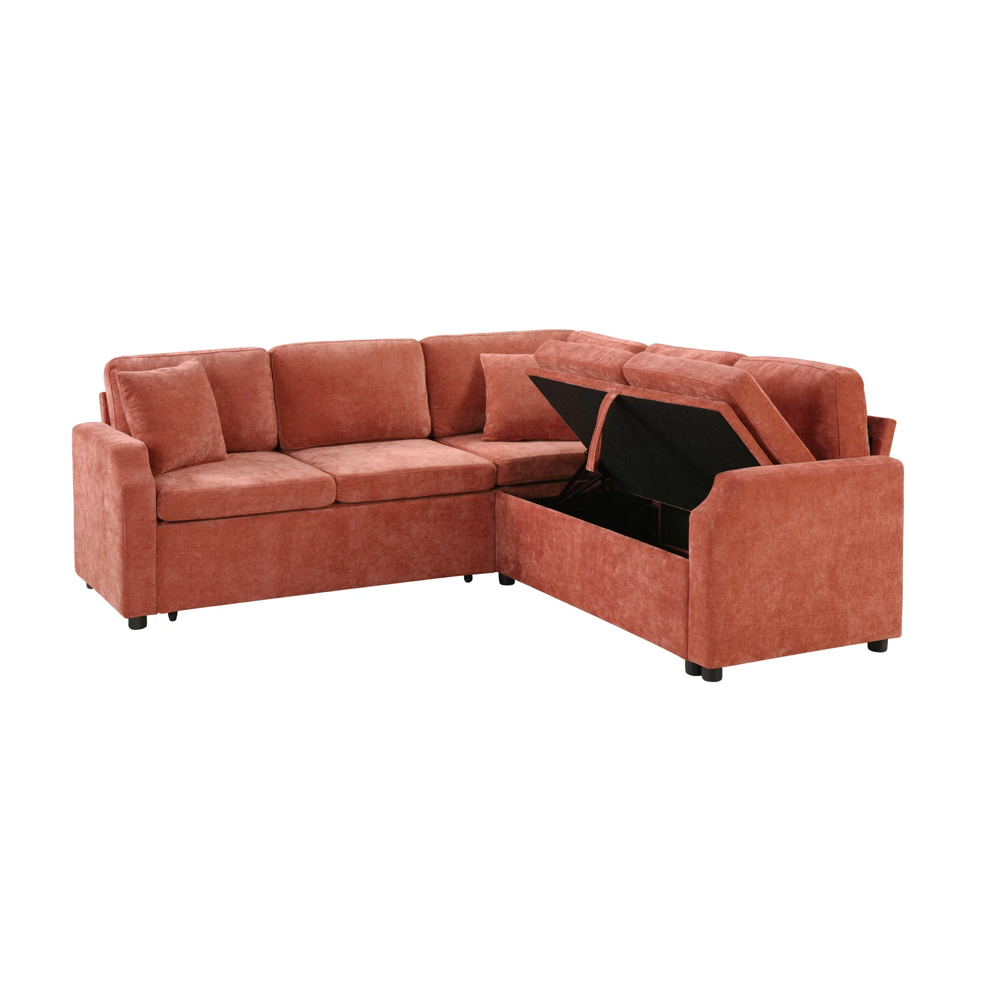 Modern L Shaped Sectional Sofa Bed With Hidden Storage Upholstery - Image 7