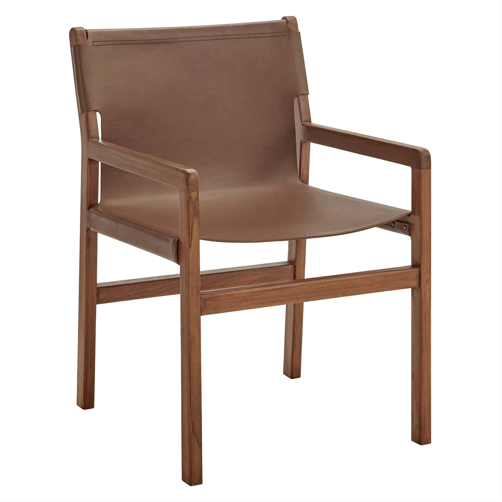 Modern Leather Dining Chair – Teak Wood Frame 33 Inch - Image 12