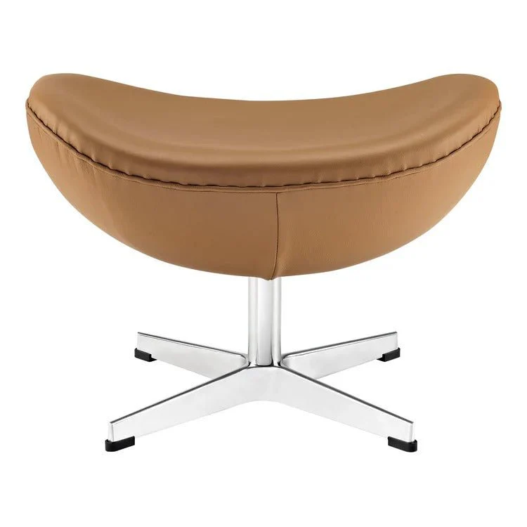 Modern Leather Ottoman with Aluminum Base – Sculptural 22 Inch - Image 14