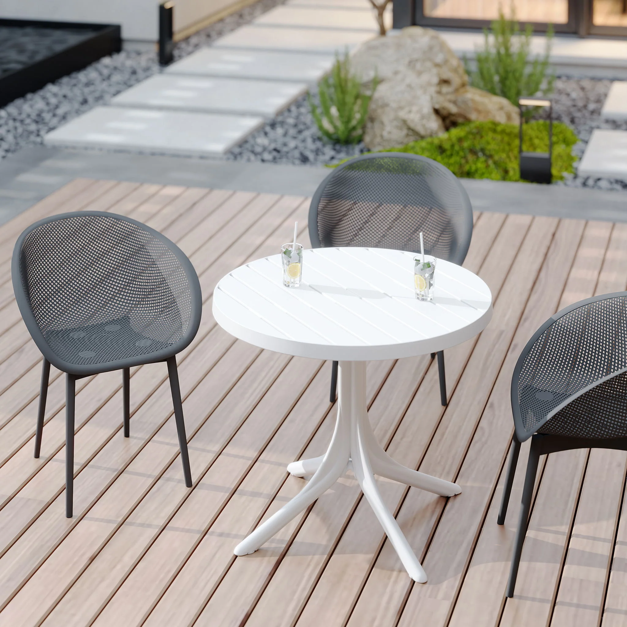 Modern Lounge Chair Set With Round Table - Image 4