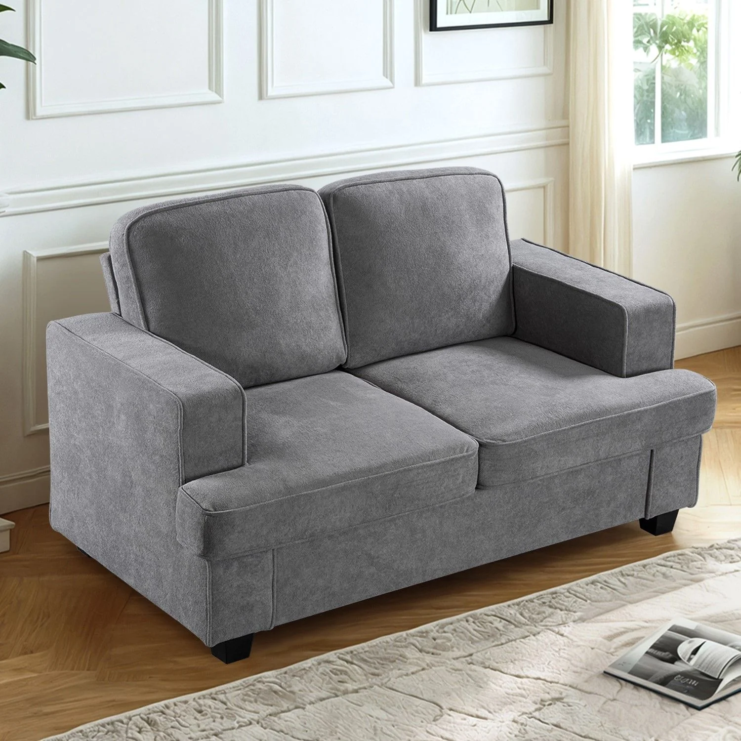 Modern Loveseat, Comfortable 2 Seater Couch With Deep Seating, Loose Back Cushions, Wide Arms - Image 34