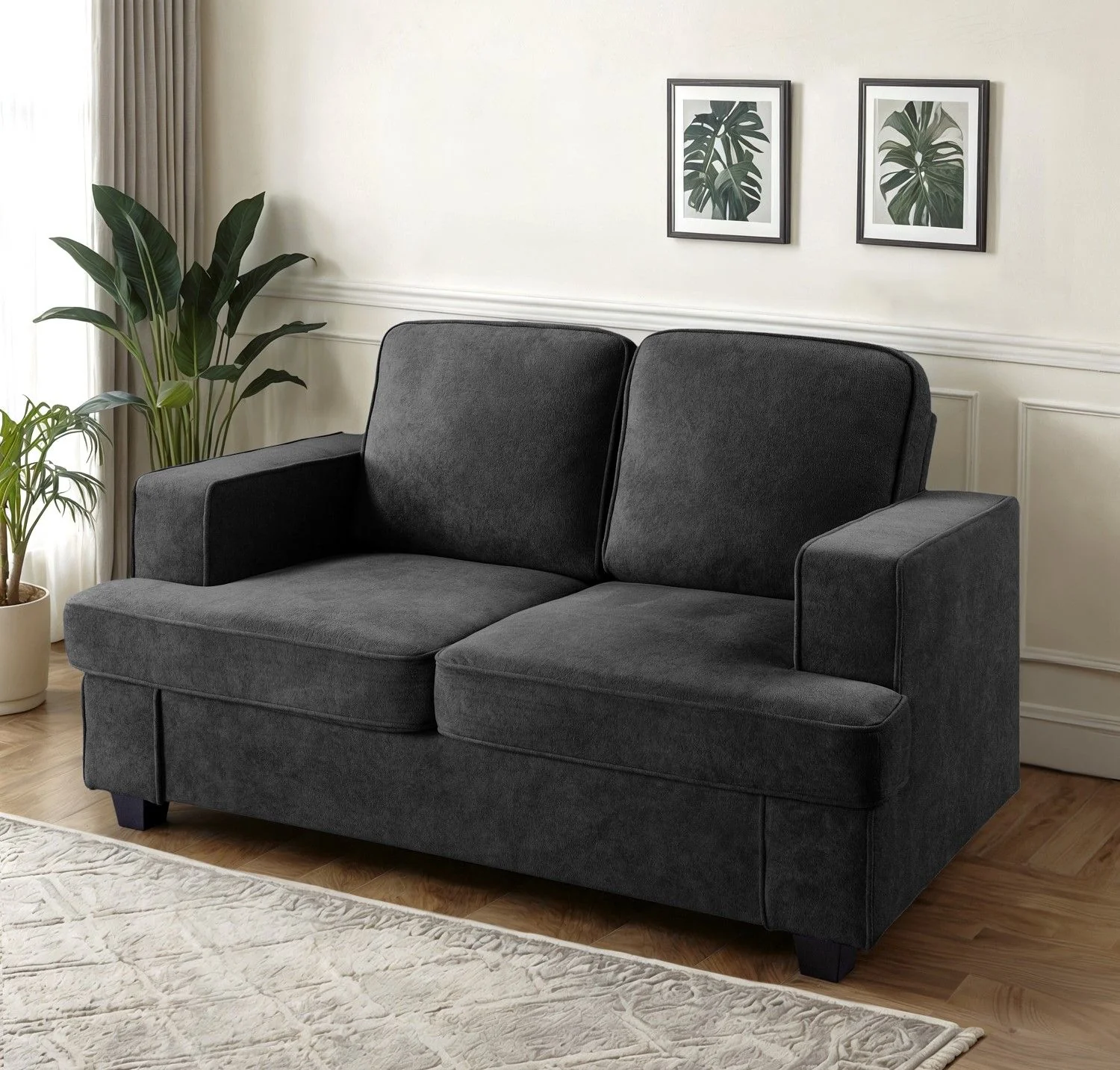 Modern Loveseat, Comfortable 2 Seater Couch With Deep Seating, Loose Back Cushions, Wide Arms - Image 9