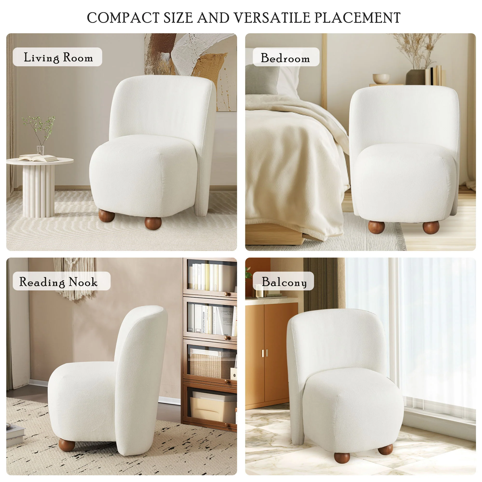 Modern Low Back Accent Upholstered Armless Living Room Chairs, Round Feet - Image 2