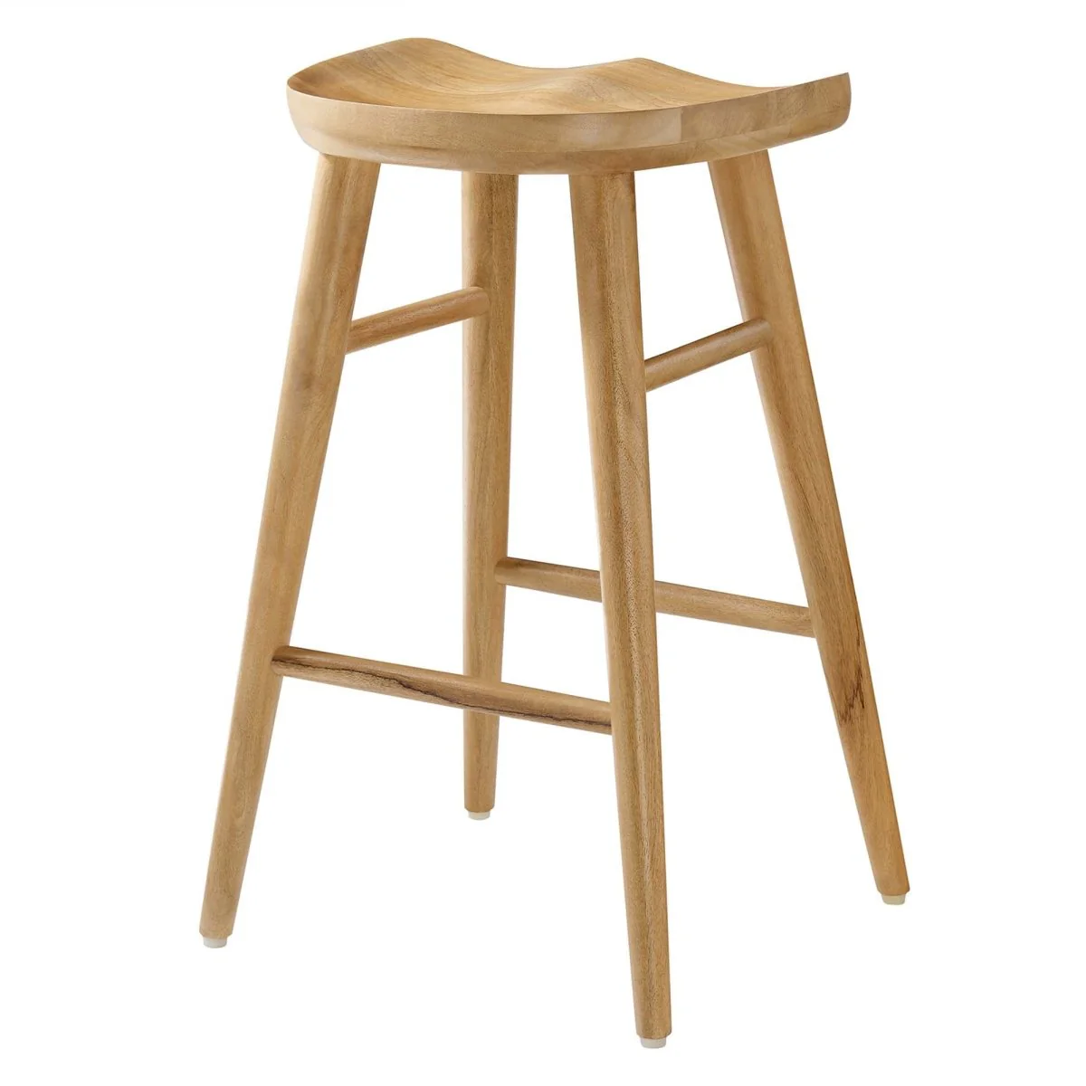 Modern Mango Wood Backless Saddle Counter Stool Set of 2 - Image 11