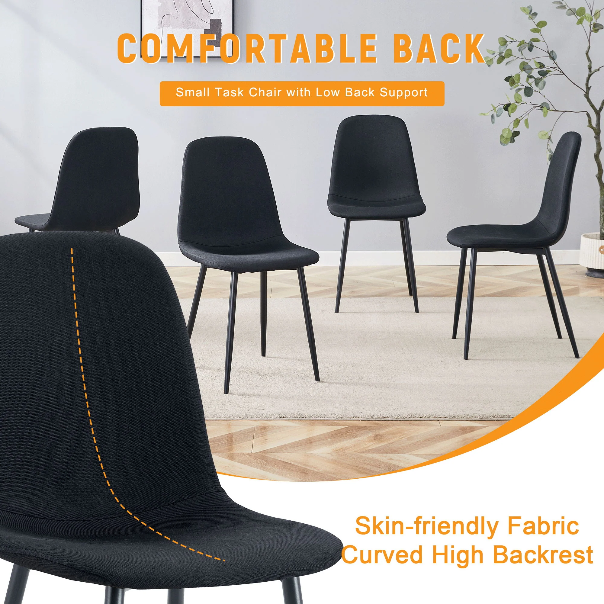 Modern Medieval Style Cushioned Side Chairs Set With Metal Legs For Kitchens - Image 12