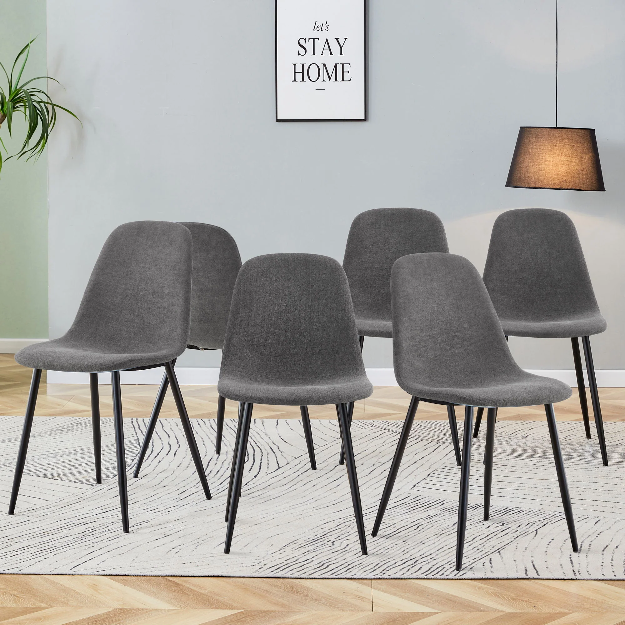 Modern Medieval Style Cushioned Side Chairs Set With Metal Legs For Kitchens - Image 16