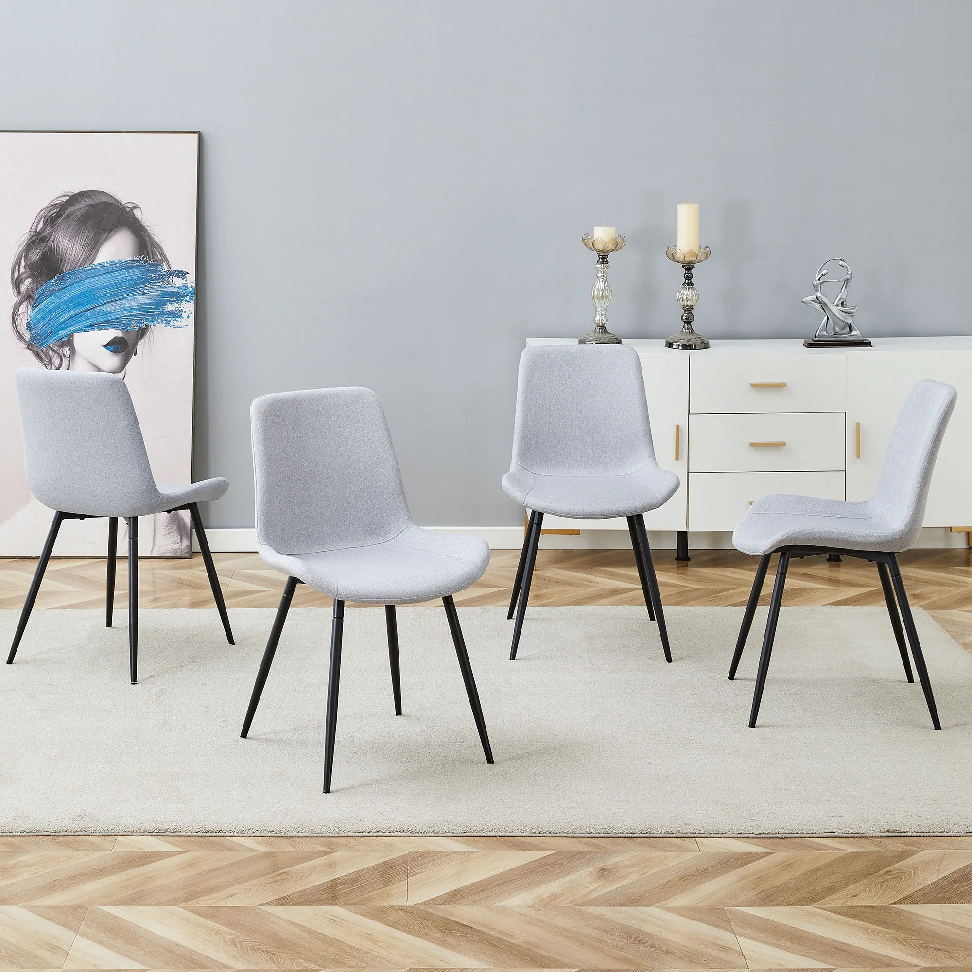 Modern Medieval Style Restaurant Cushioned Chairs With Suede Backrests - Image 9