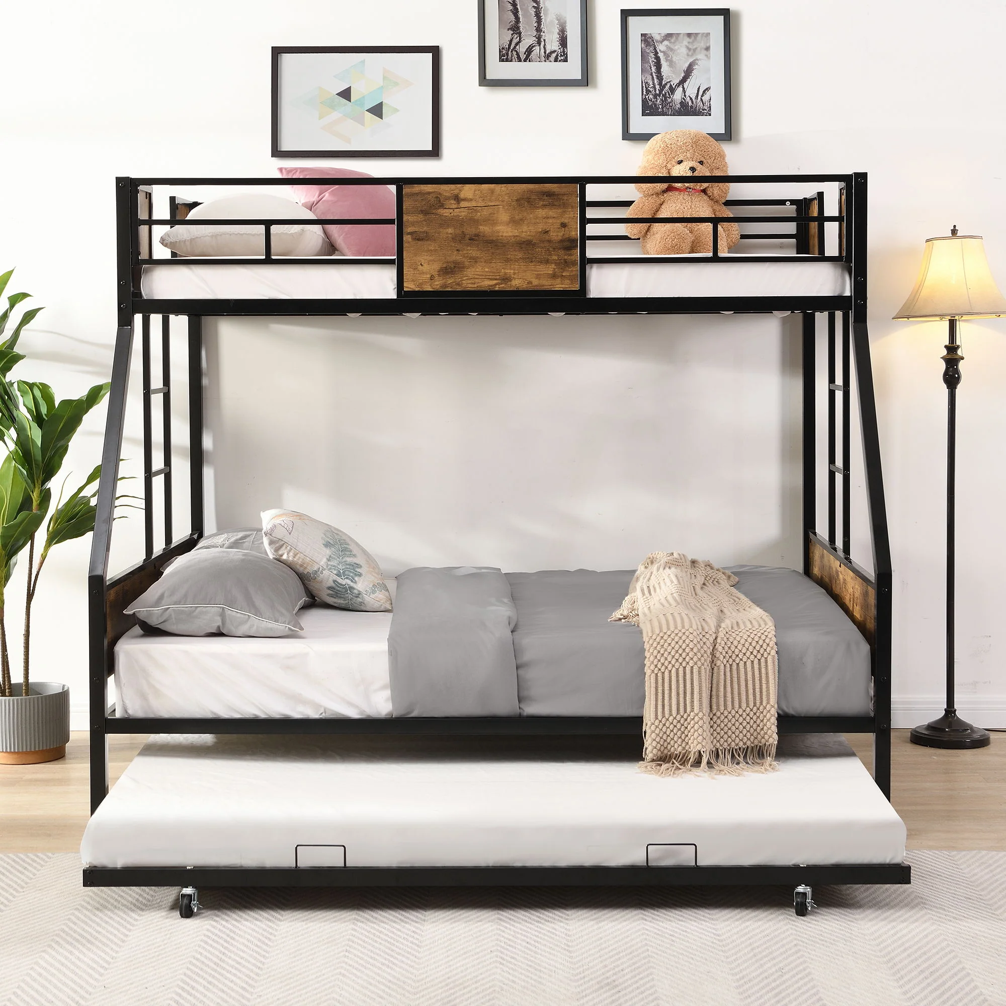 Modern Metal Bunk Bed With Dual Side Ladder And Metal Desig - Image 11