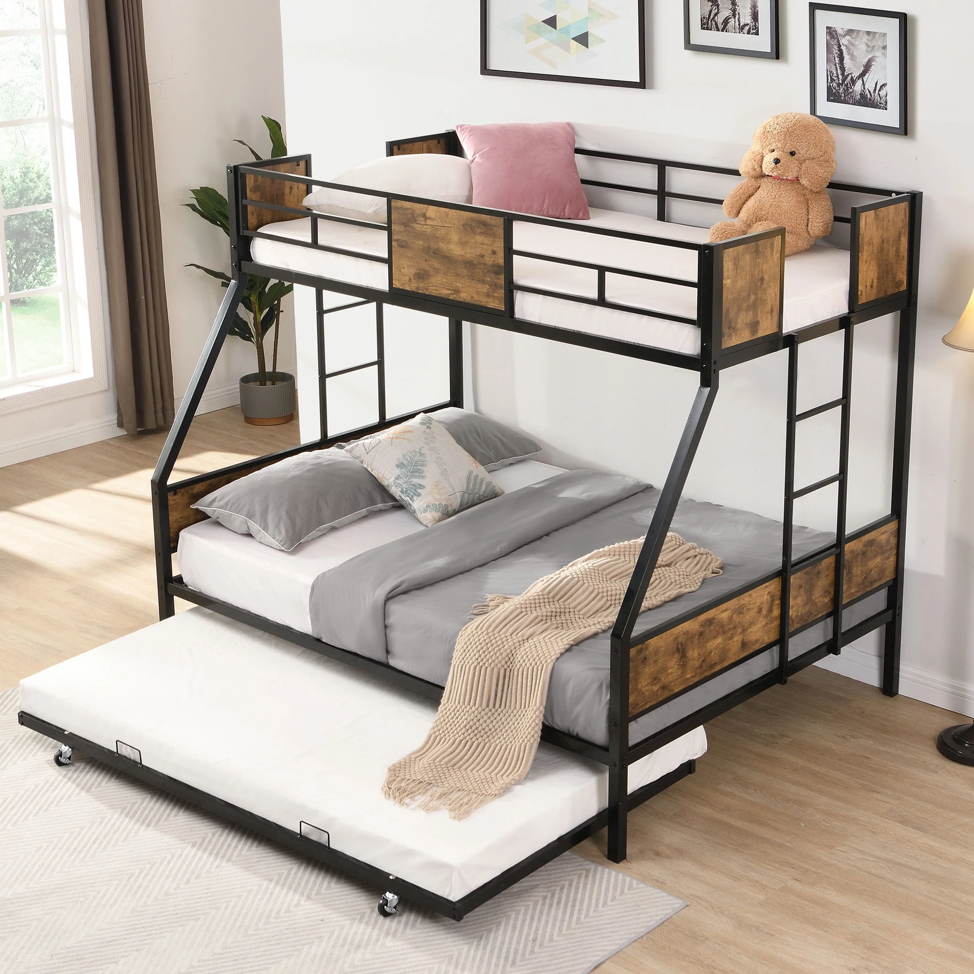 Modern Metal Bunk Bed With Dual Side Ladder And Metal Desig - Image 12