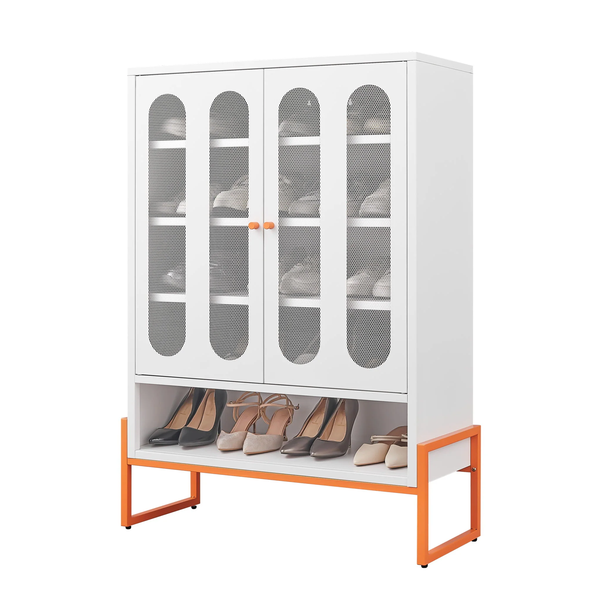 Modern Metal Shoe Cabinet With DoublebSided Doors And Adjustable Partitions - Image 16