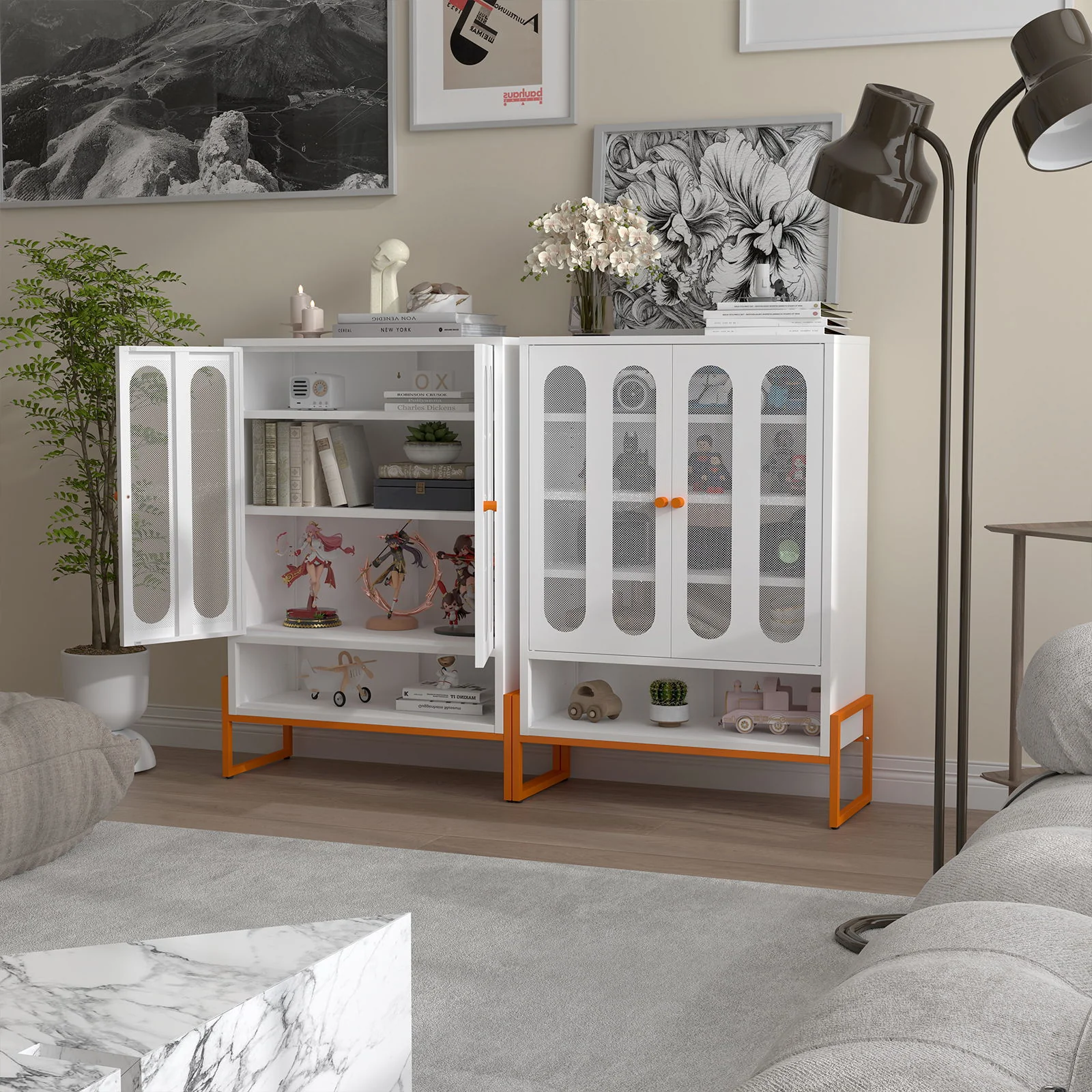 Modern Metal Shoe Cabinet With DoublebSided Doors And Adjustable Partitions - Image 17