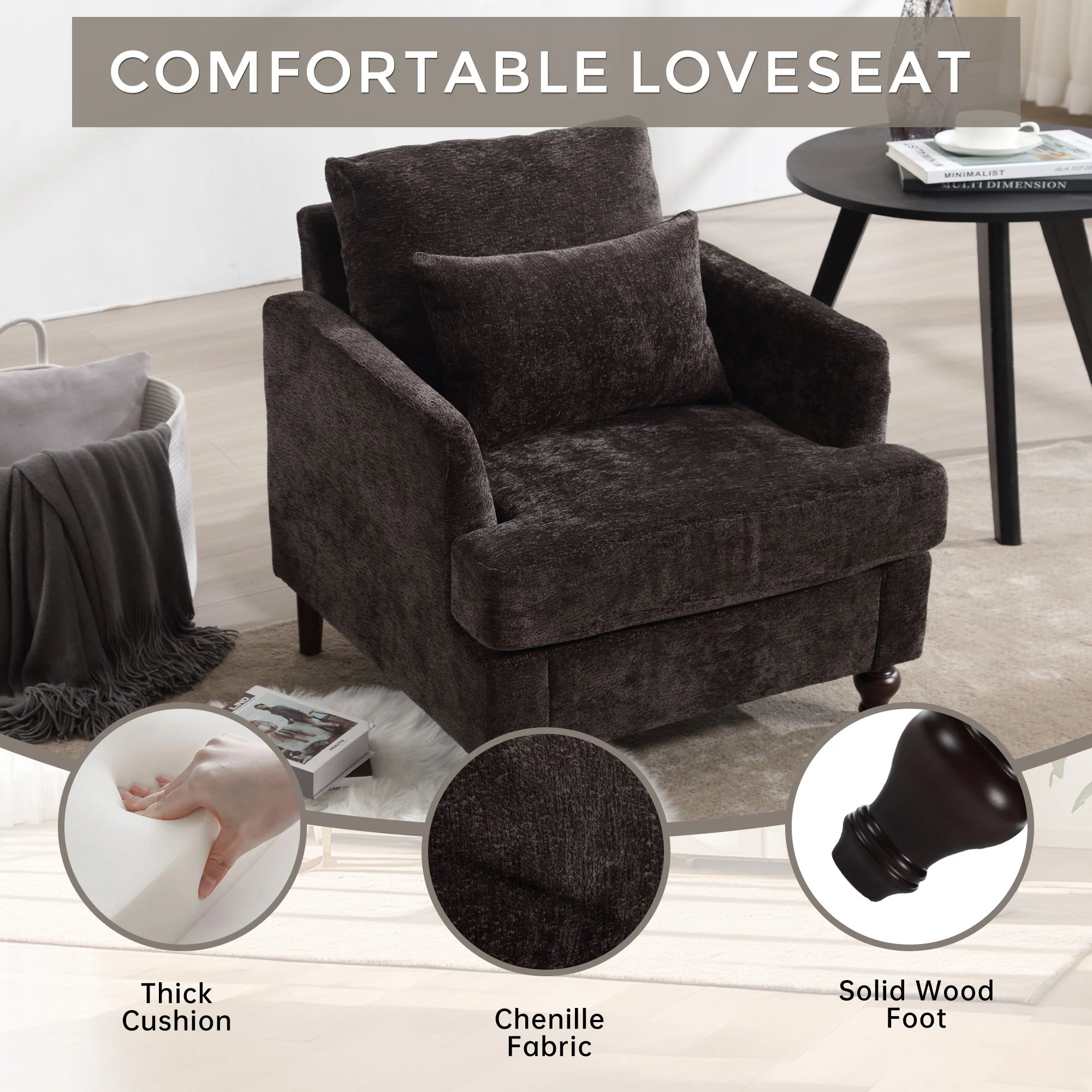 Modern Mid Century Wood Frame Armchair With Tufted Design - Image 12
