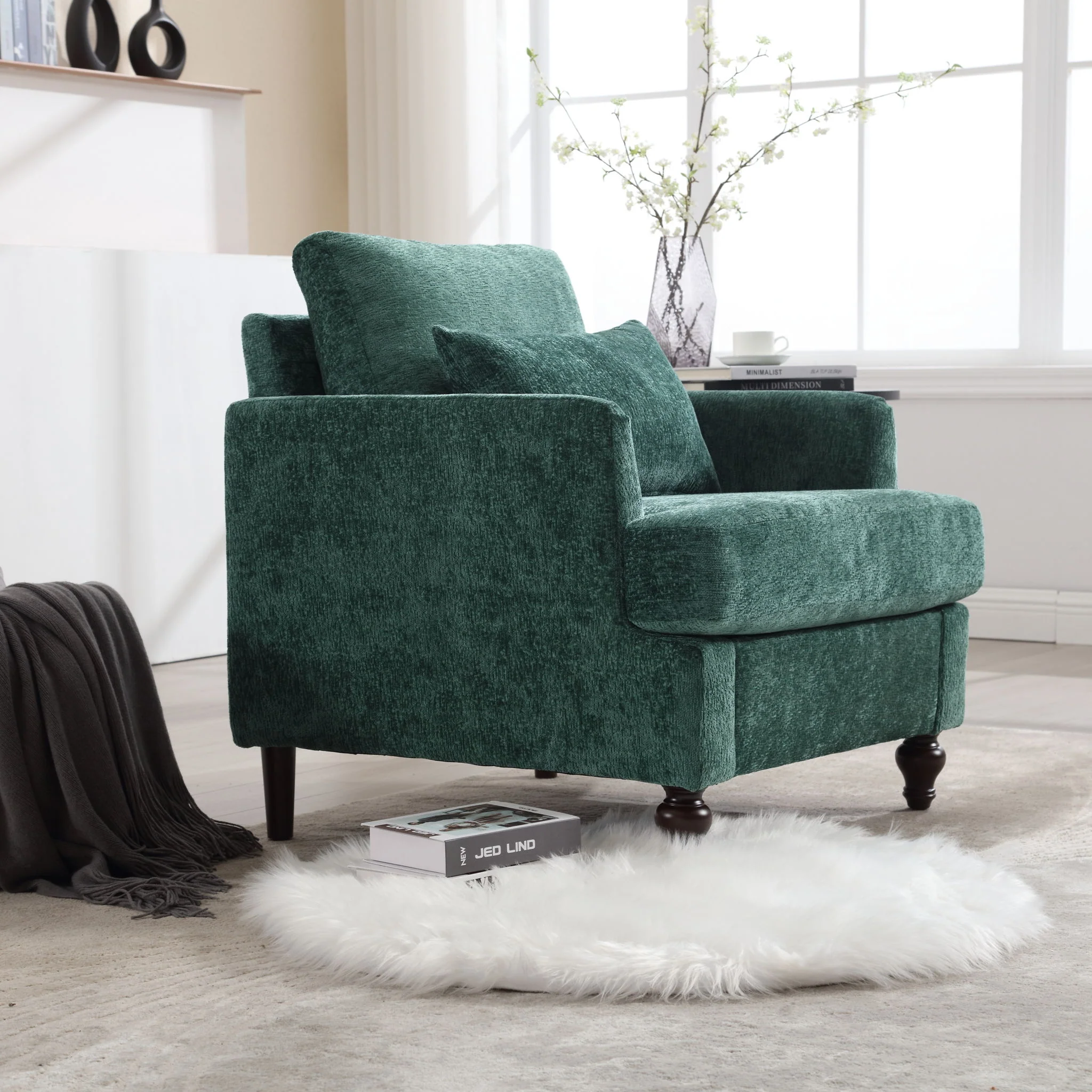 Modern Mid Century Wood Frame Armchair With Tufted Design - Image 14