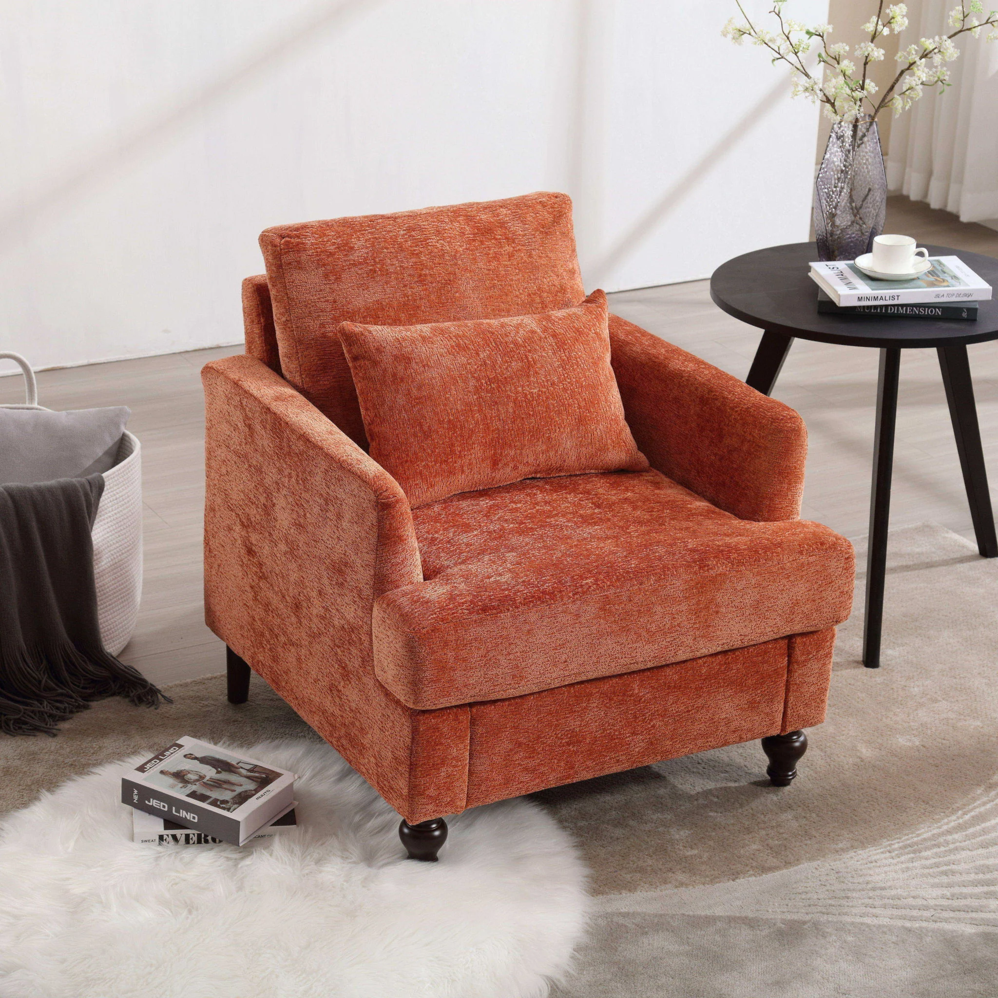 Modern Mid Century Wood Frame Armchair With Tufted Design - Image 24