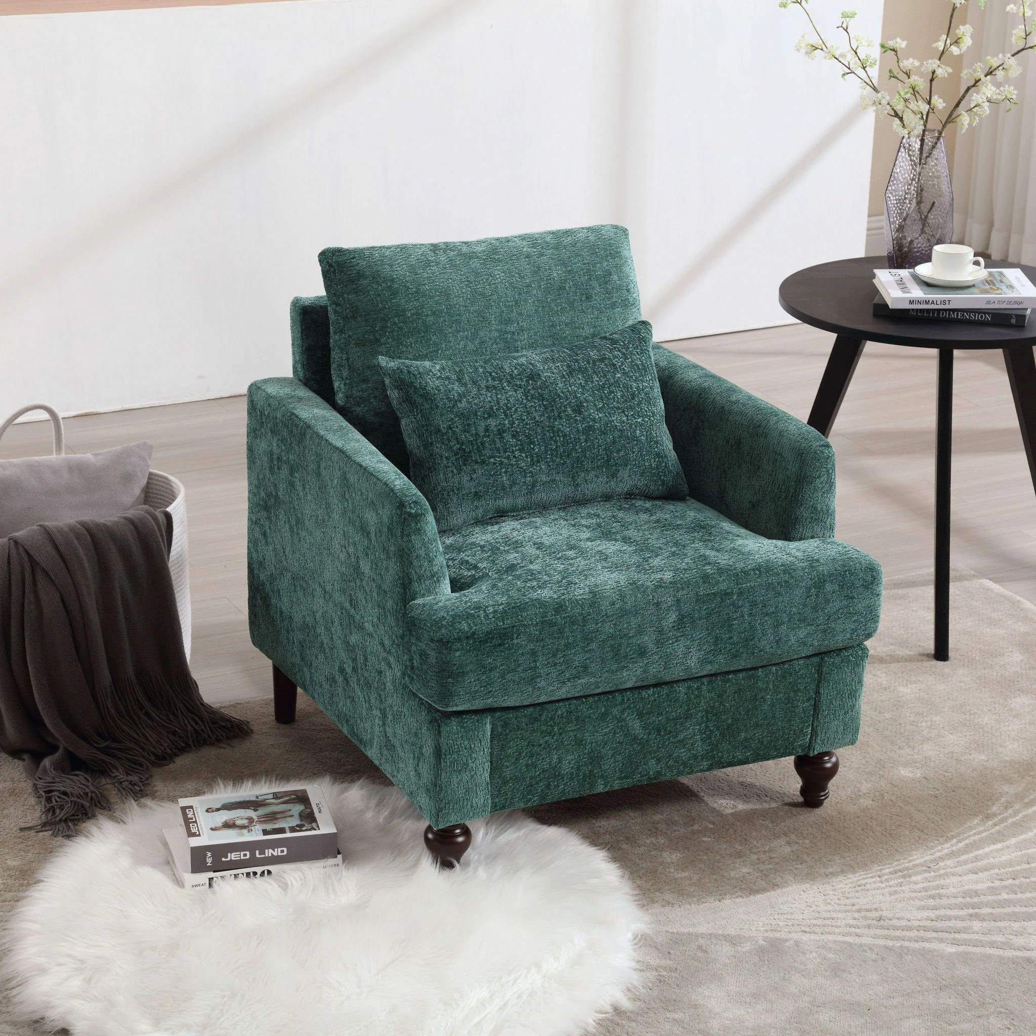 Modern Mid Century Wood Frame Armchair With Tufted Design - Image 39