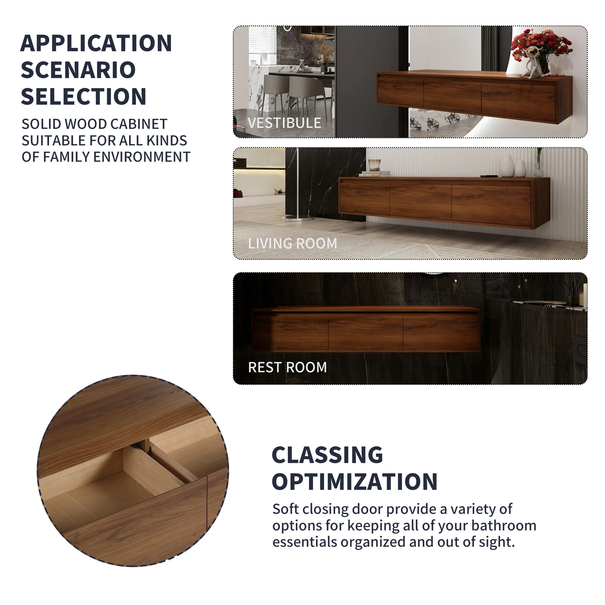 Modern Minimalist Bathroom Cabinet With Soft Close Drawers And Floating Mounting Design - Image 17