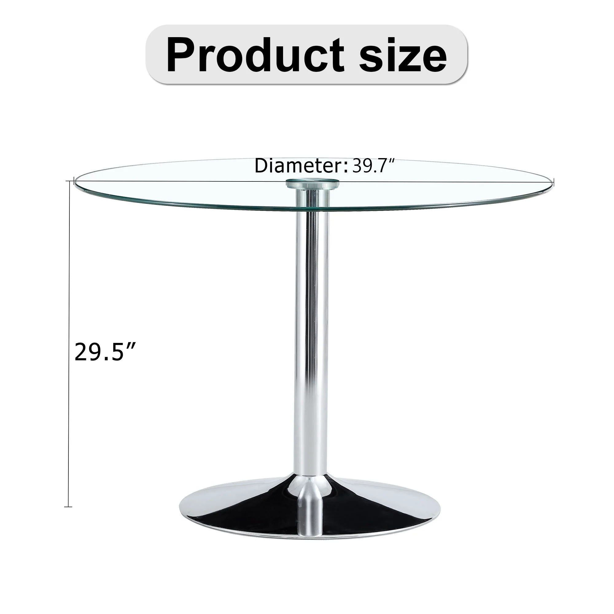 Modern Minimalist Circular Dining Table With Glass Top And Electroplated Metal Legs For Restaurants And Living Rooms - Silver / Transparent - Image 8