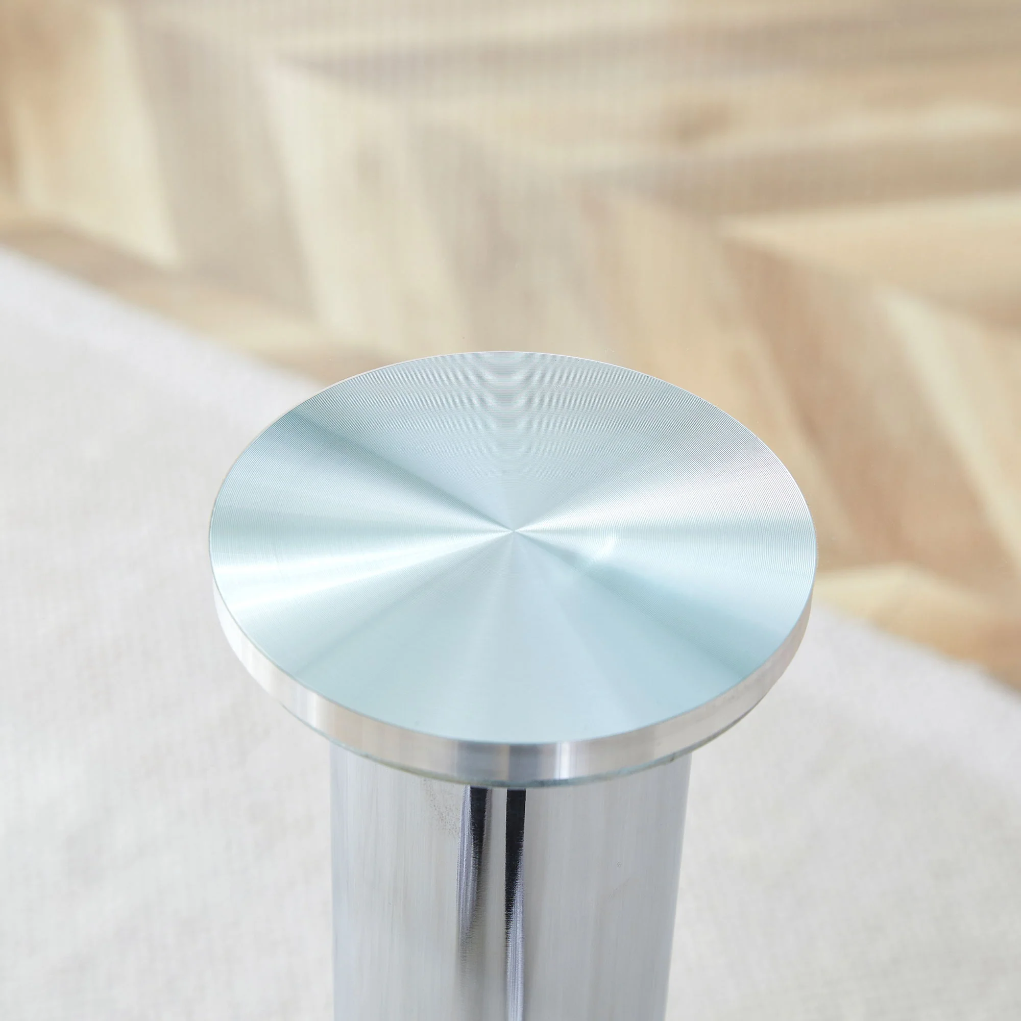 Modern Minimalist Circular Glass Dining Table With Electroplated Metal Legs 35" Diameter - Transparent - Image 8
