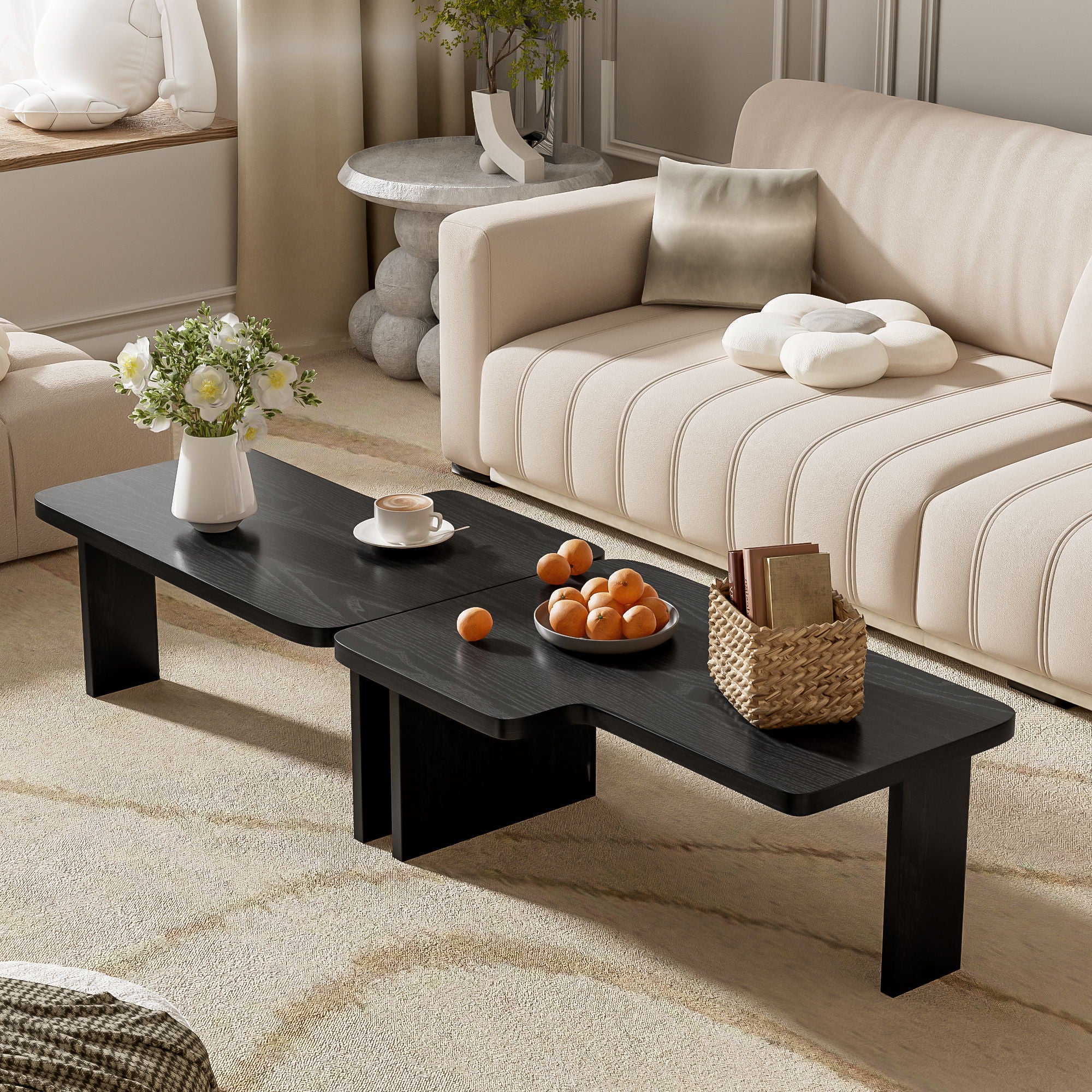 Modern Minimalist Coffee Table Set With Splicing Design - Image 19