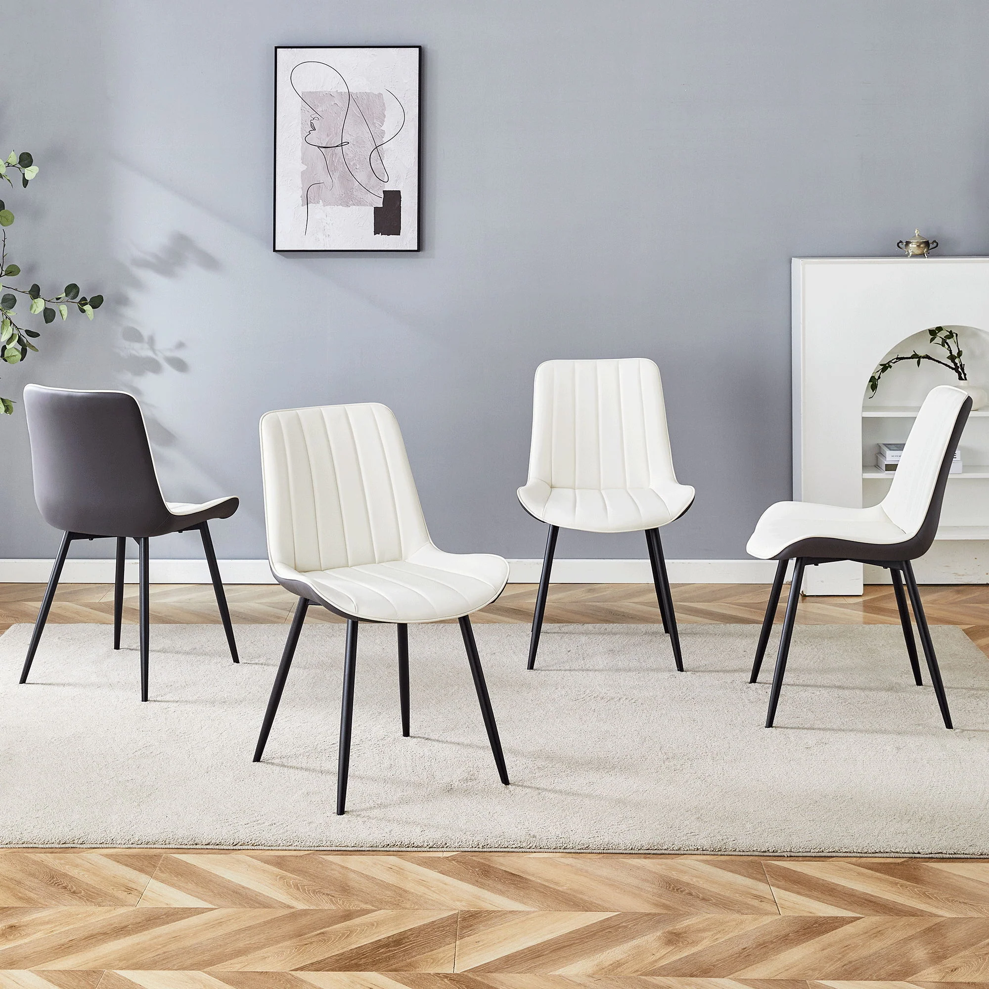 Modern Minimalist Dining Chair Set, Extended Seat Cushion - Image 2