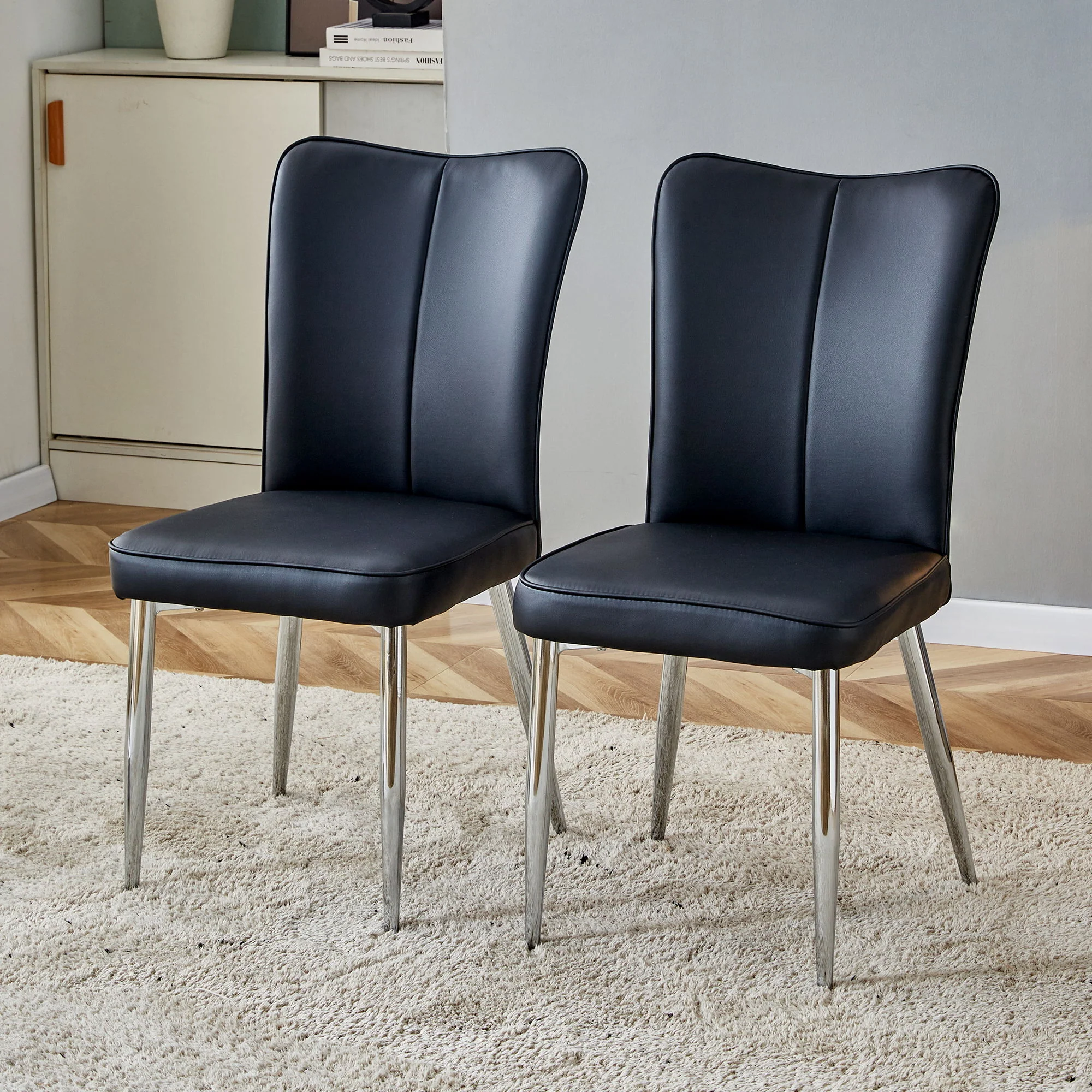 Modern Minimalist Dining Chairs With Metal Legs - Image 4