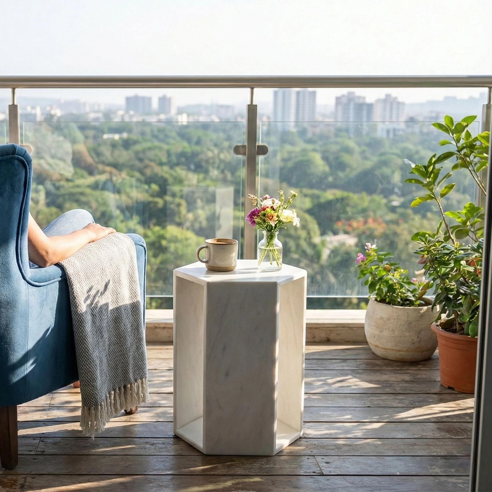 Modern Minimalist Hexagon Side Table - Image 16