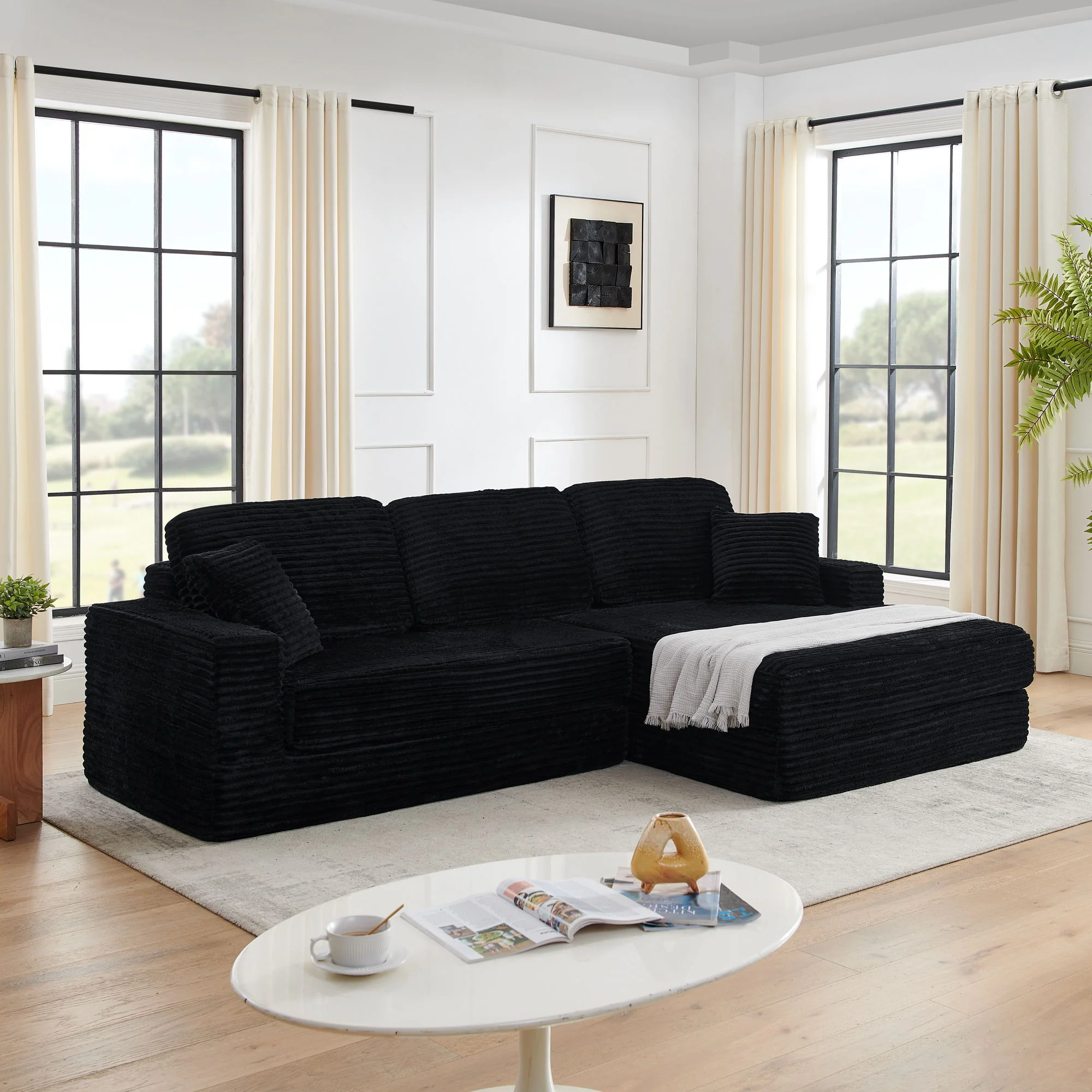 Modern Minimalist L Shape Modular Sectional Sofa, Couch - Image 25