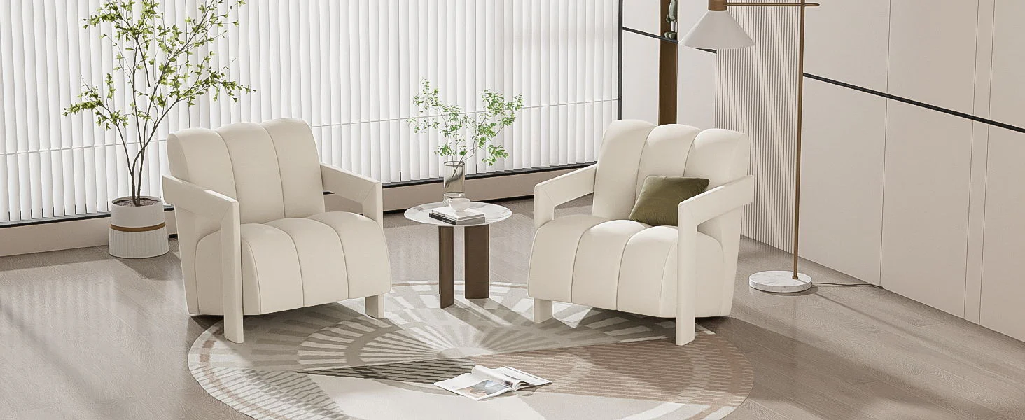 Modern Minimalist Leisure Armchair With L Shaped Armrests - Image 16