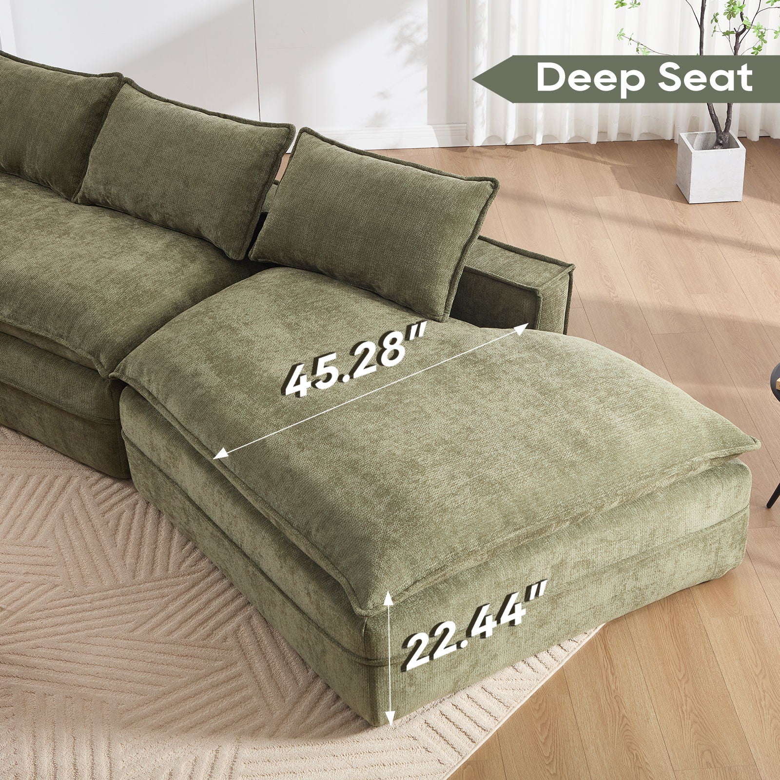Modern Minimalist Modular Sectional Sofa With Deep Seats And Right Facing Chaise - Image 9