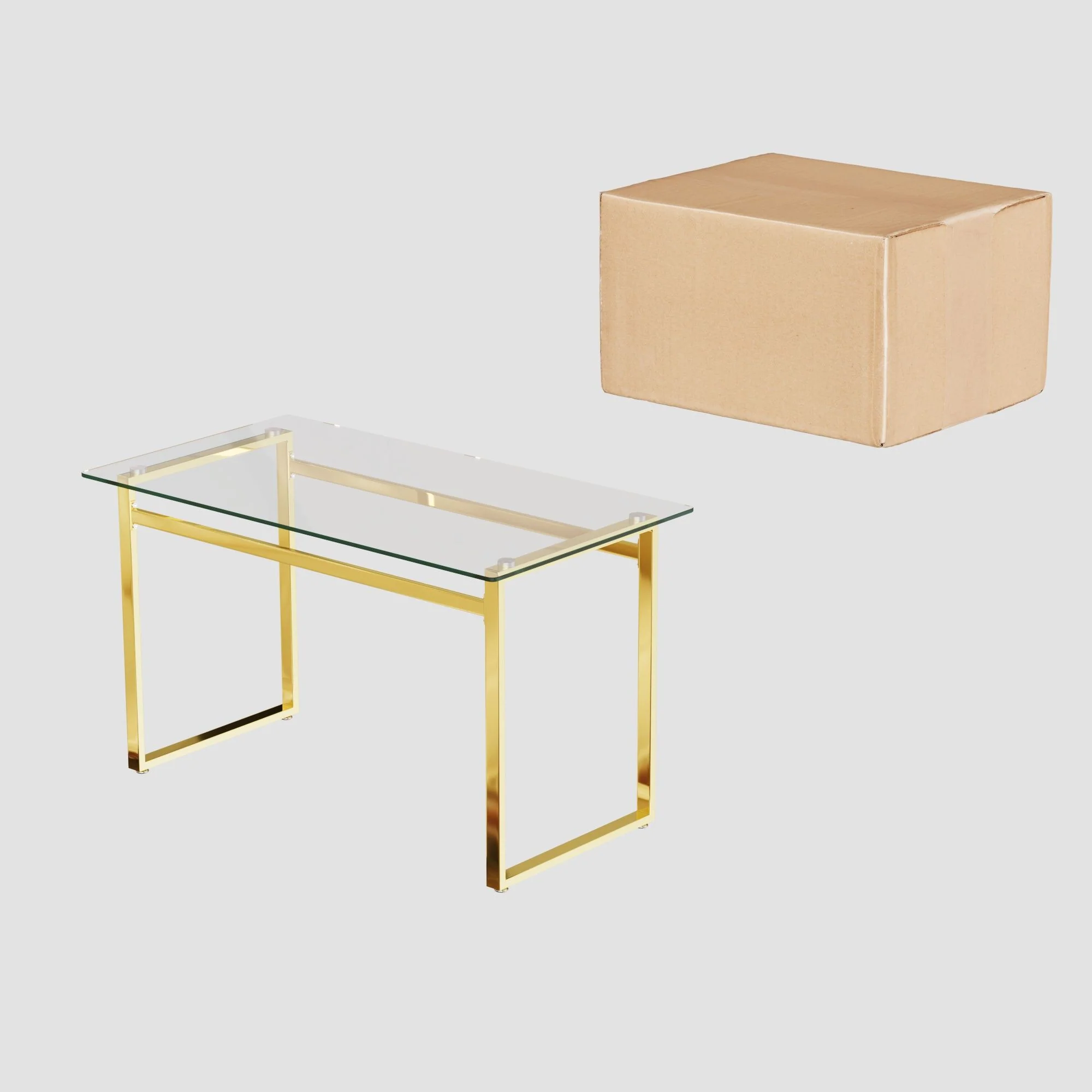 Modern Minimalist Rectangular Dining Table With Tempered Glass Top - Image 6