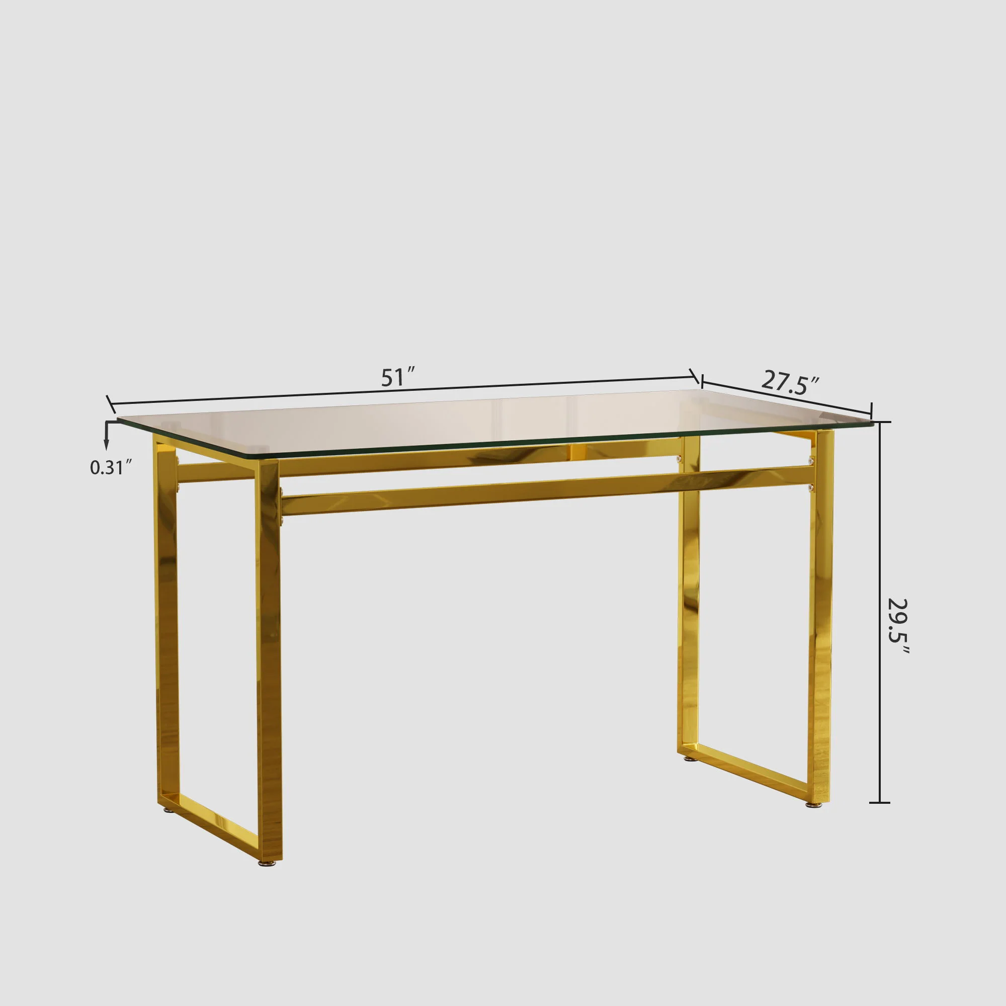 Modern Minimalist Rectangular Dining Table With Tempered Glass Top - Image 8