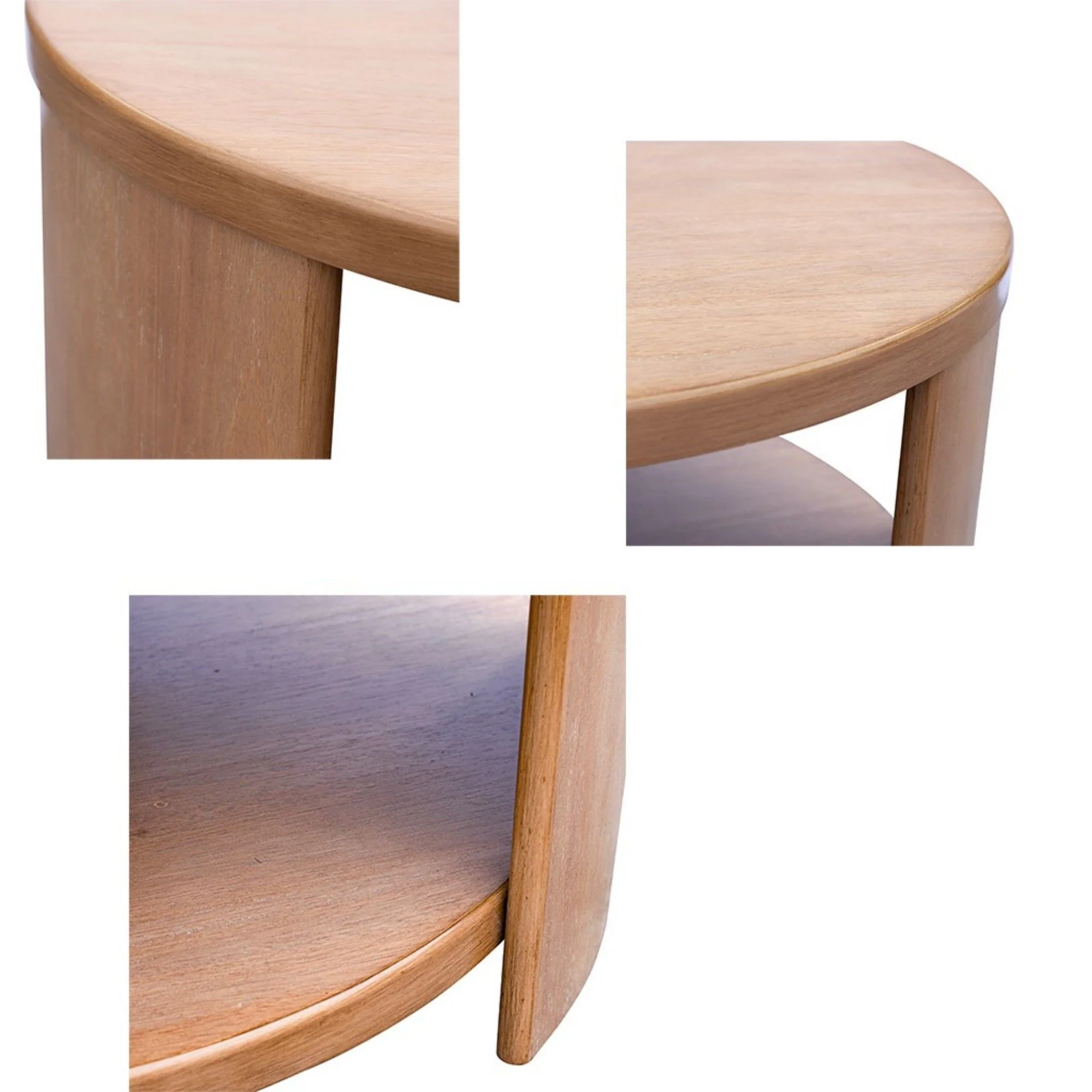 Minimalist Round Coffee Table With Shelf Storage - Natural - Image 4