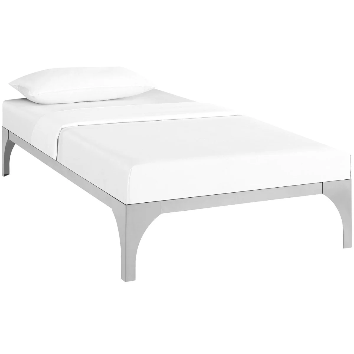 Modern Minimalist Steel and Wood Slatted Twin Platform Bed Frame - Image 2