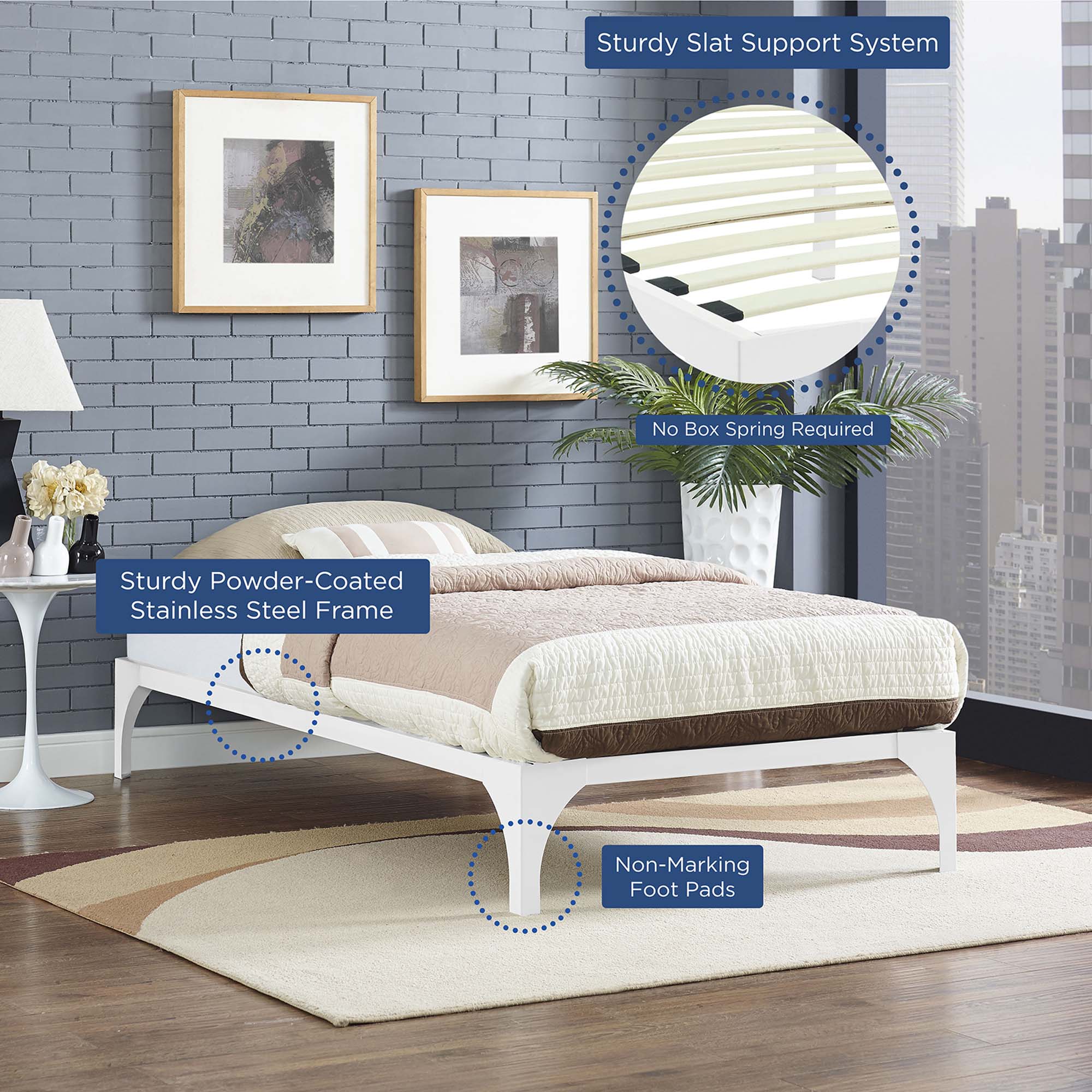 Modern Minimalist Steel Platform Bed Frame - Image 10