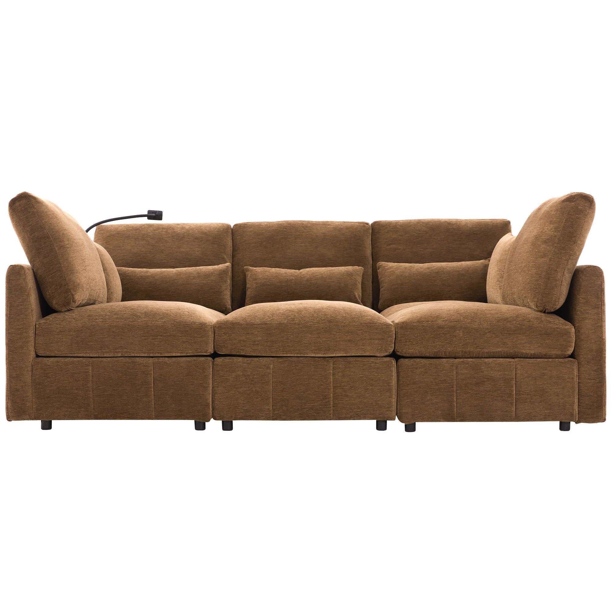 Modern Modular U-Shaped Sofa Bed With Movable Ottoman, USB Ports, Phone Holder - Image 28
