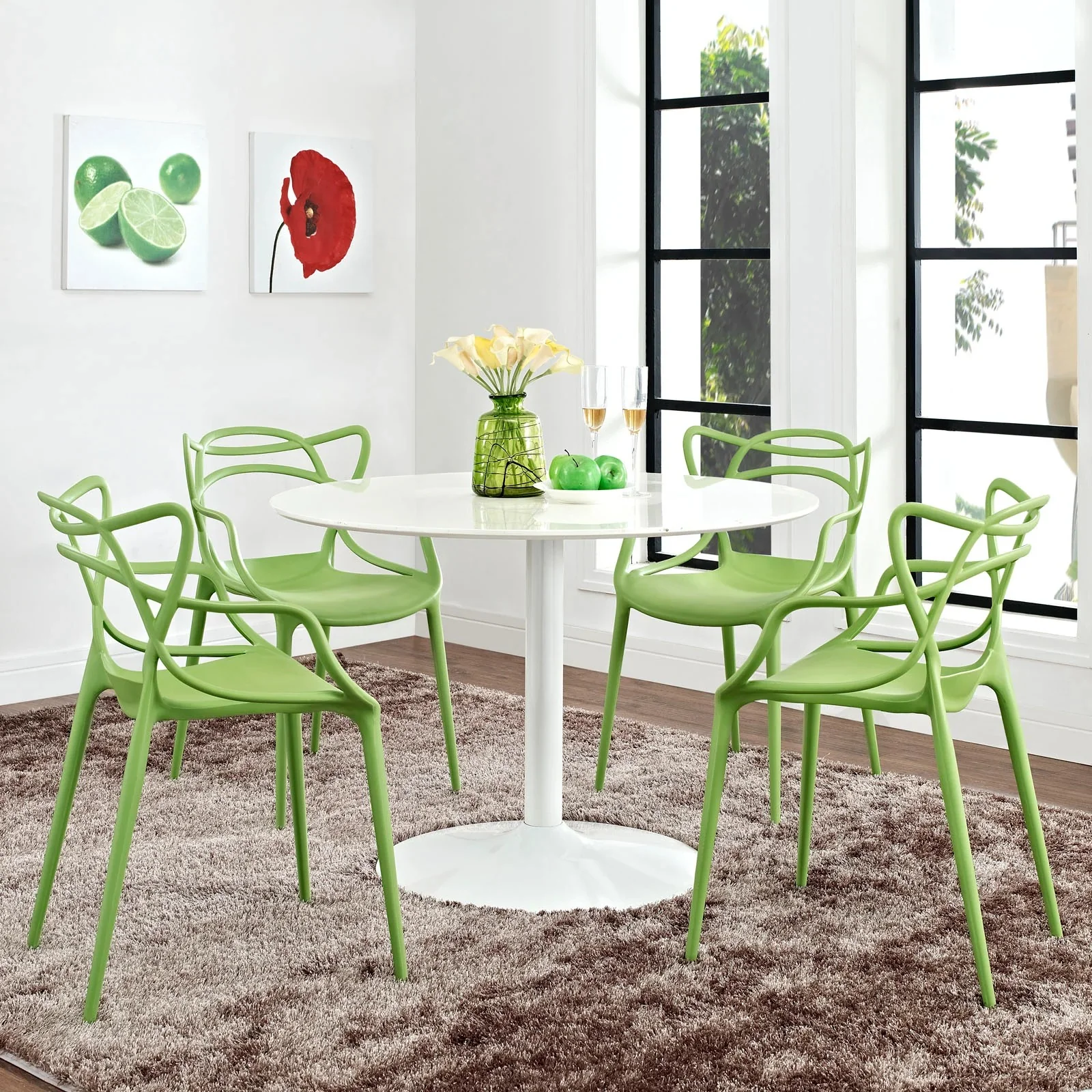 Modern Molded Plastic Dining Chairs Set of 4 - Image 4