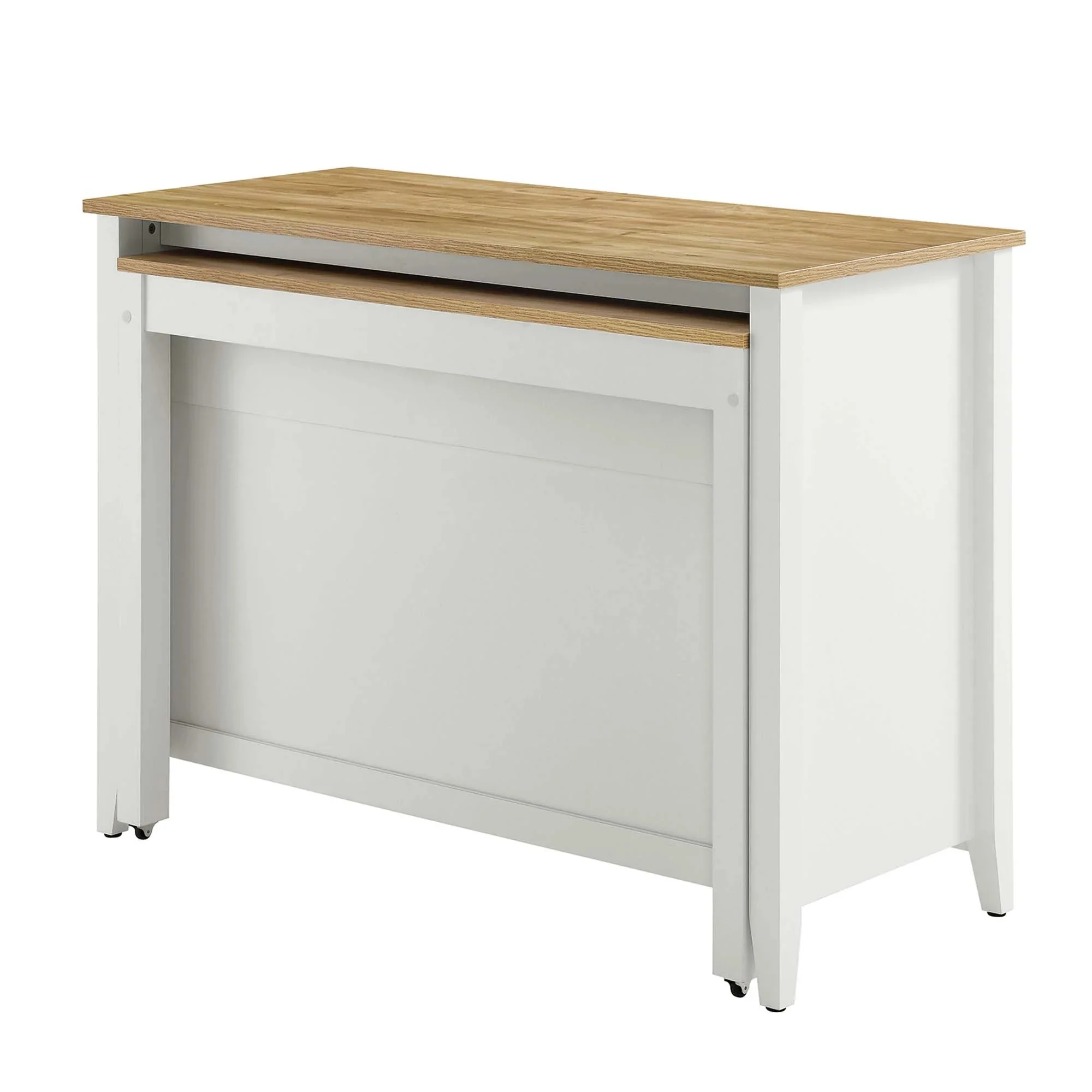 Modern Oak White Kitchen Island with Pull-Out Butcher Block Table - Image 9