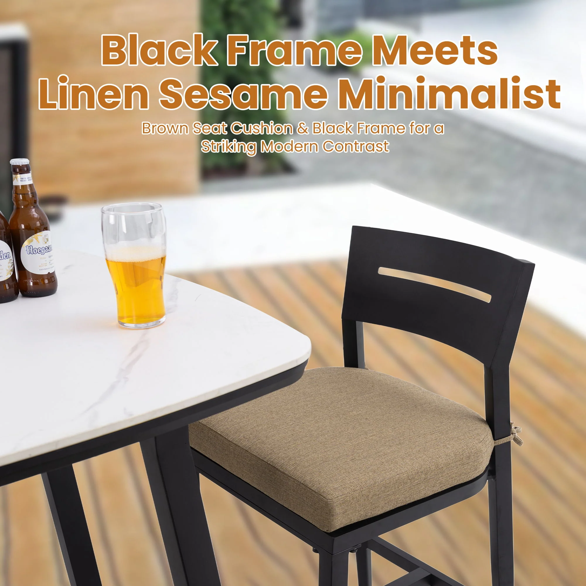 Modern Outdoor Bar Stools With Backrest And Footrest (Set of 2) - Image 11