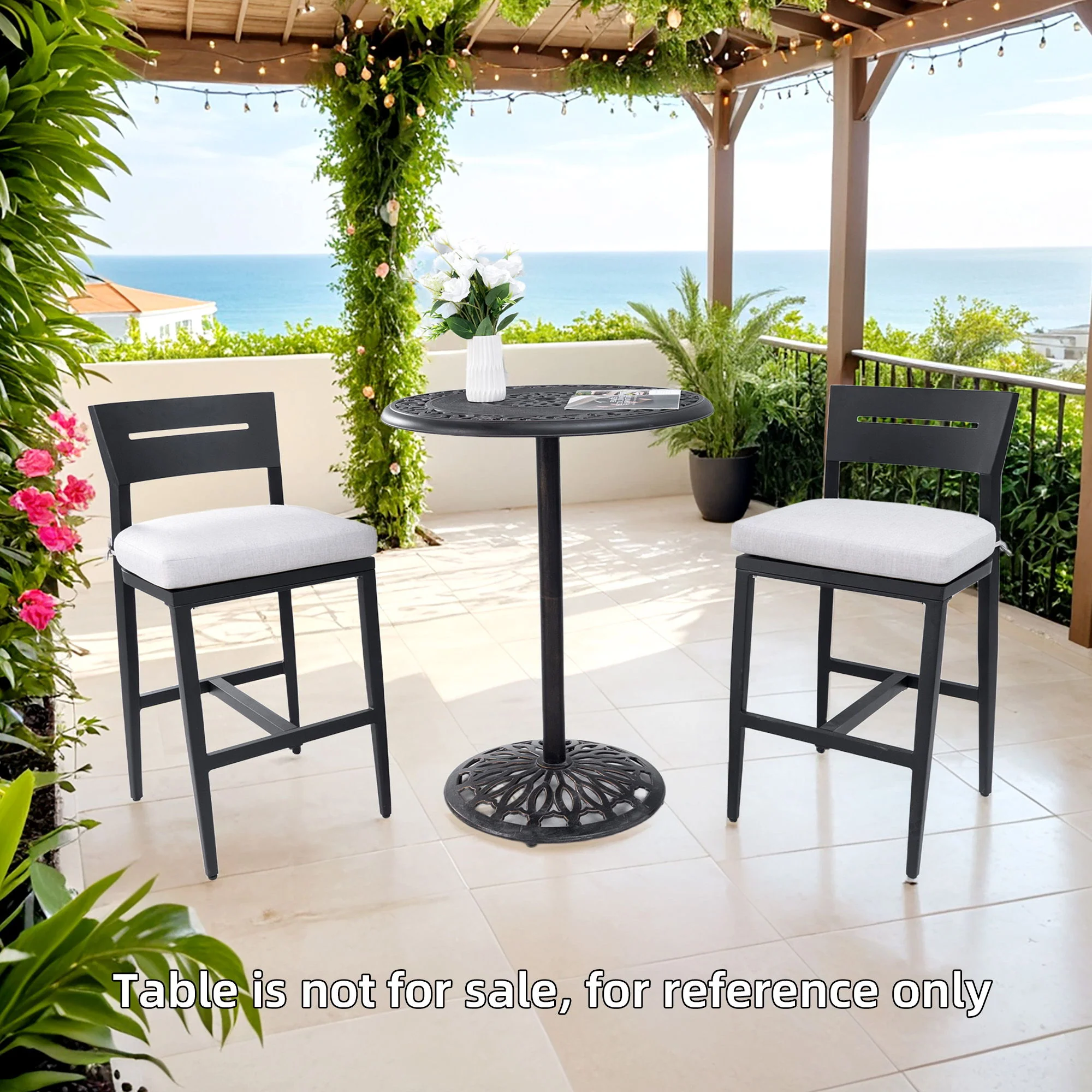 Modern Outdoor Bar Stools With Backrest And Footrest (Set of 2) - Image 16