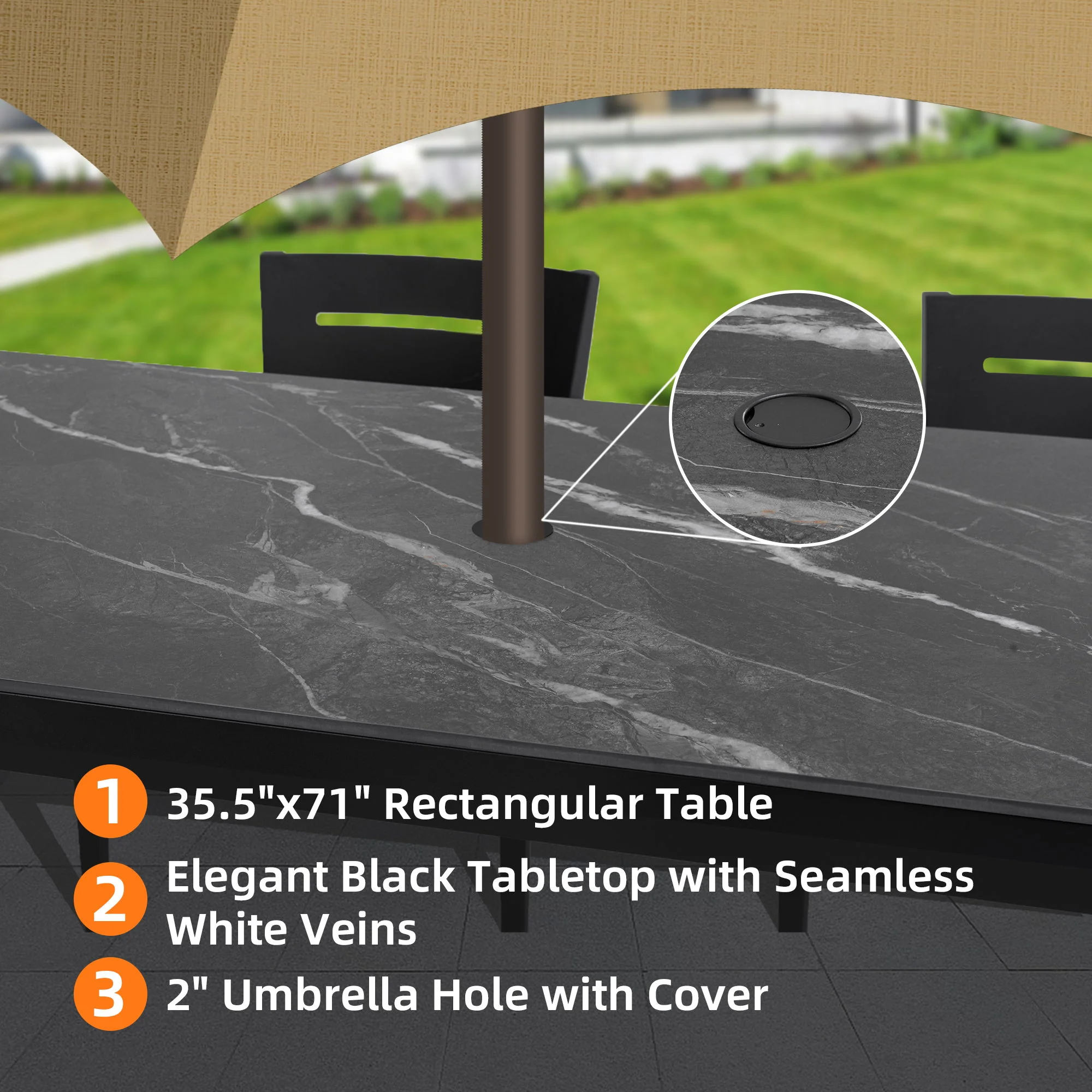 Modern Outdoor Patio Dining Set With Table And Chairs With Sunbrella Cushions - Image 24