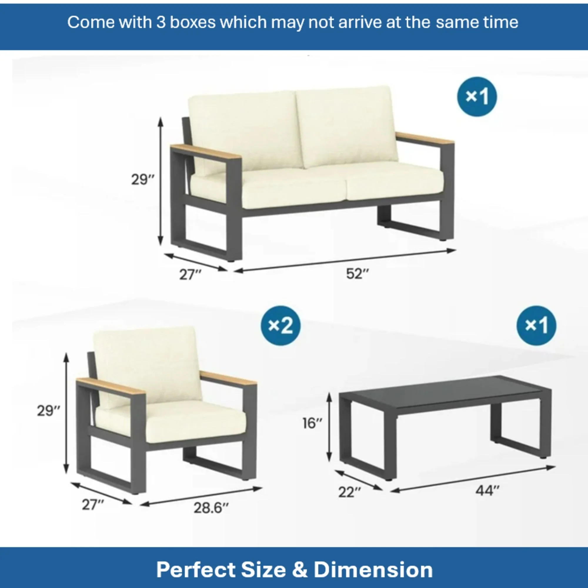 Modern Outdoor Sofa Set With Coffee Table - Image 77