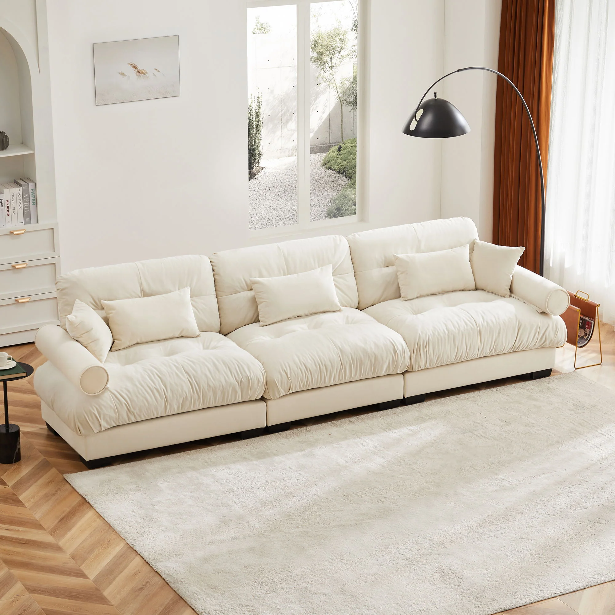 Modern Oversize Sofa With Cloud Like Comfort, Featuring Waist And Throw Pillows - Image 28