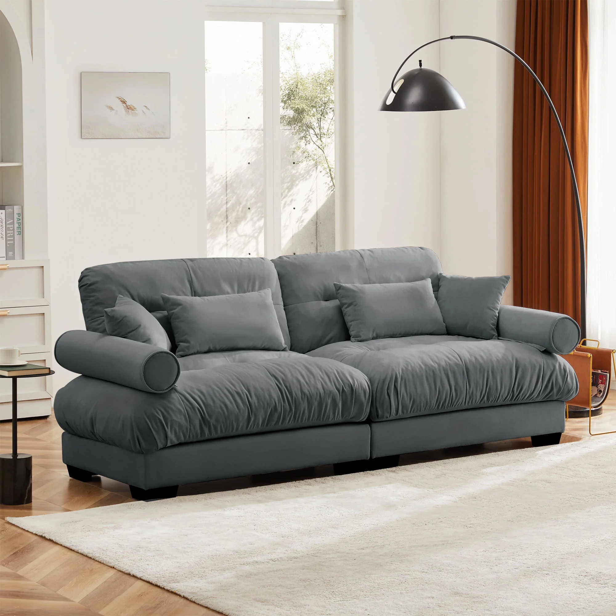 Modern Oversize Sofa With Cloud Like Comfort, Featuring Waist And Throw Pillows - Image 31
