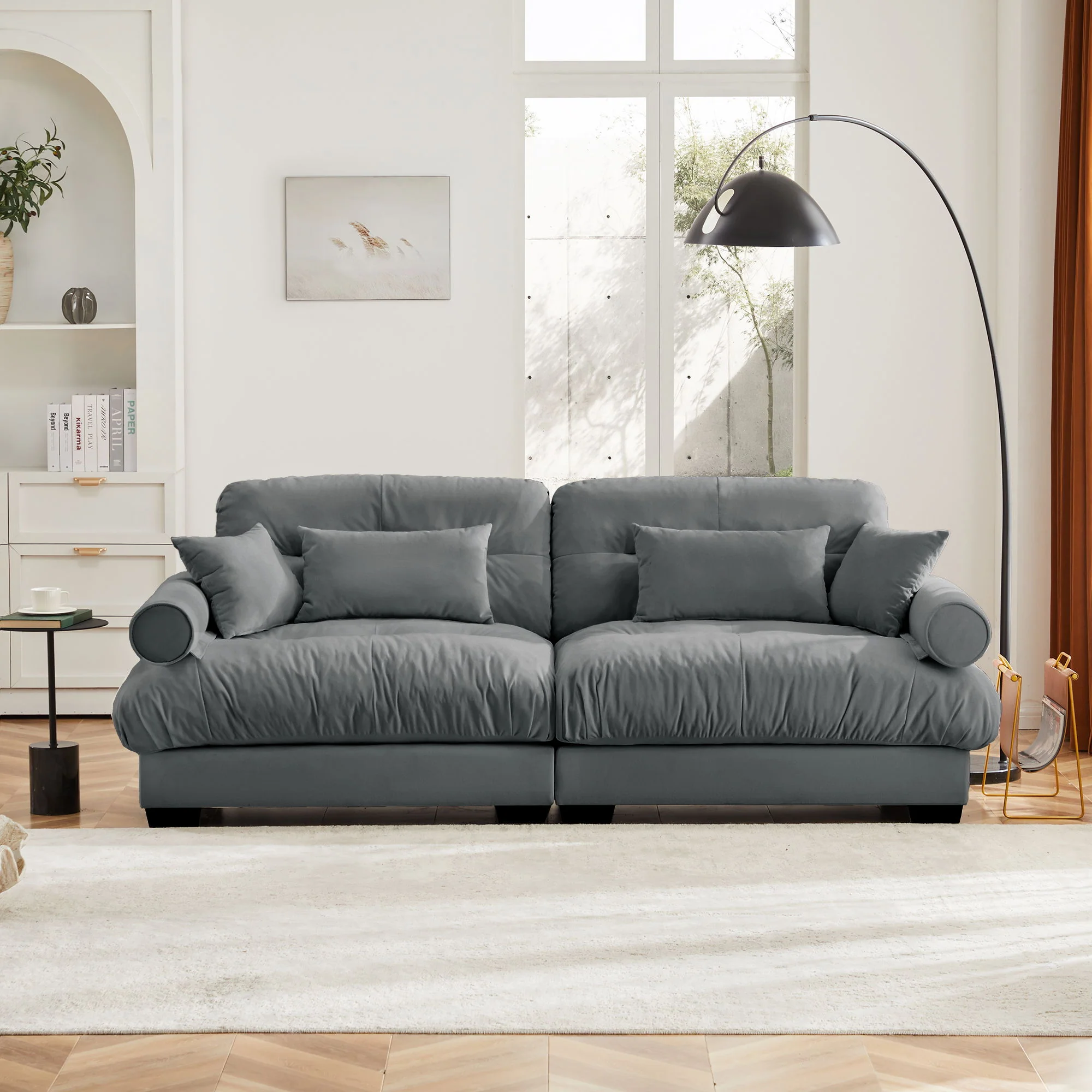 Modern Oversize Sofa With Cloud Like Comfort, Featuring Waist And Throw Pillows - Image 35