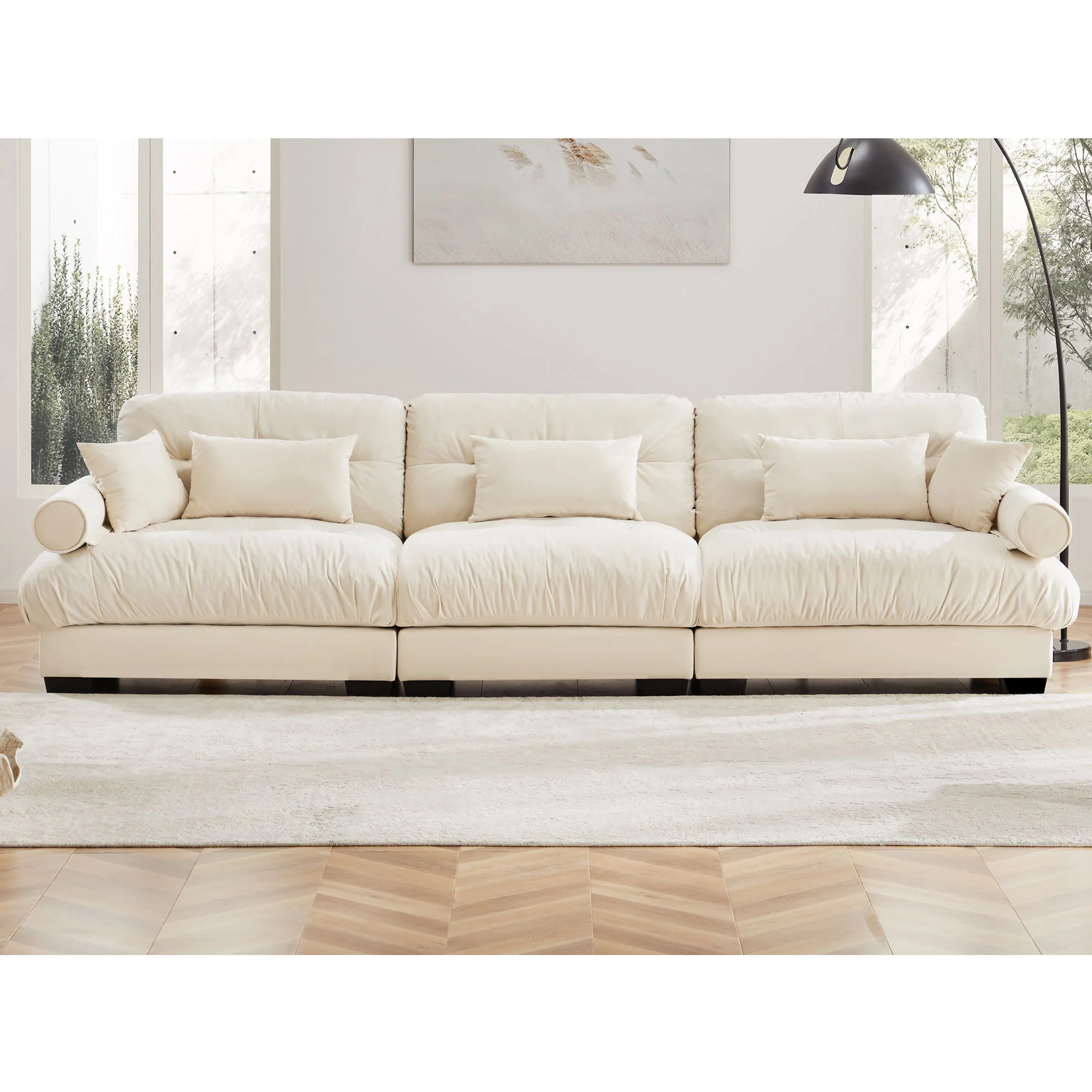 Modern Oversize Sofa With Cloud Like Comfort, Featuring Waist And Throw Pillows - Image 51