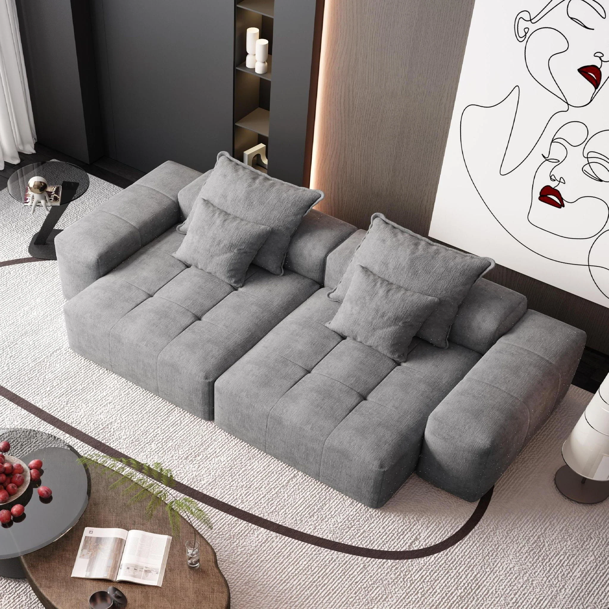 Modern Oversized Diy Combination Modular Sectional Sofa With Pillows - Image 145