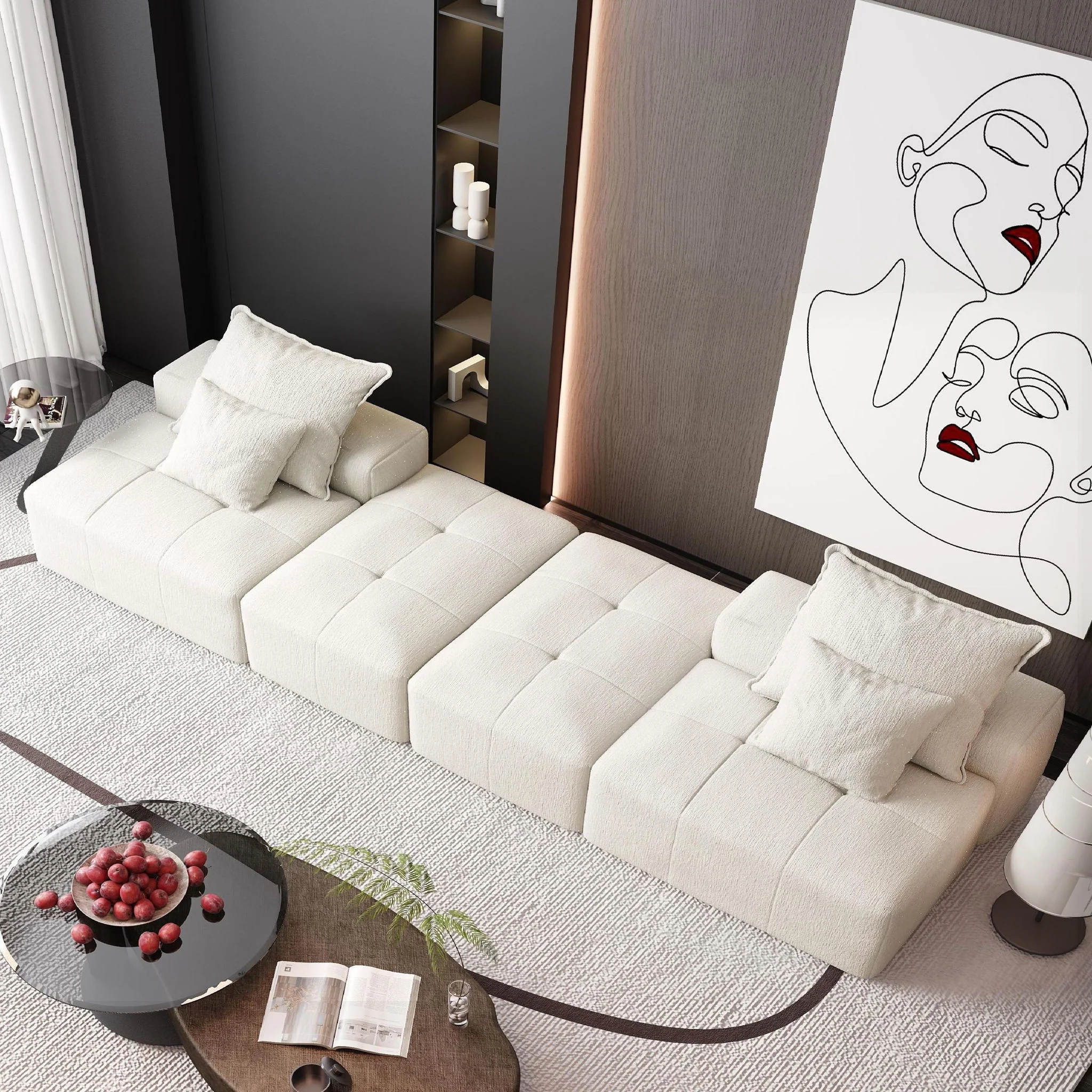 Modern Oversized Diy Combination Modular Sectional Sofa With Pillows - Image 175