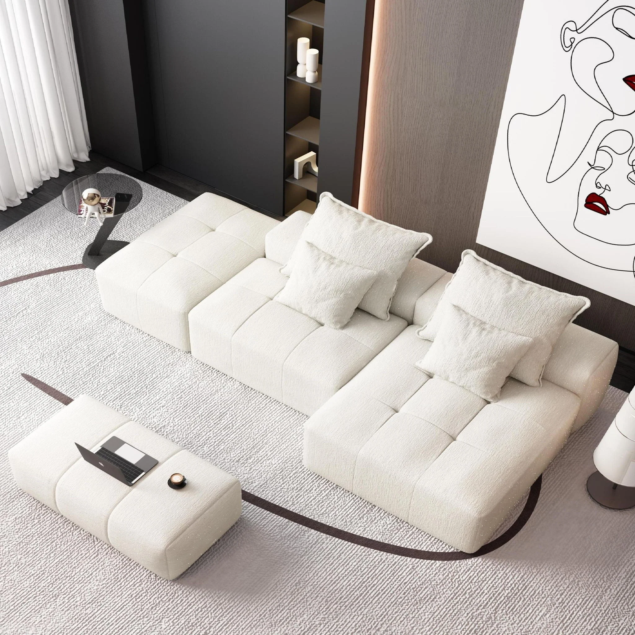 Modern Oversized Diy Combination Modular Sectional Sofa With Pillows - Image 180