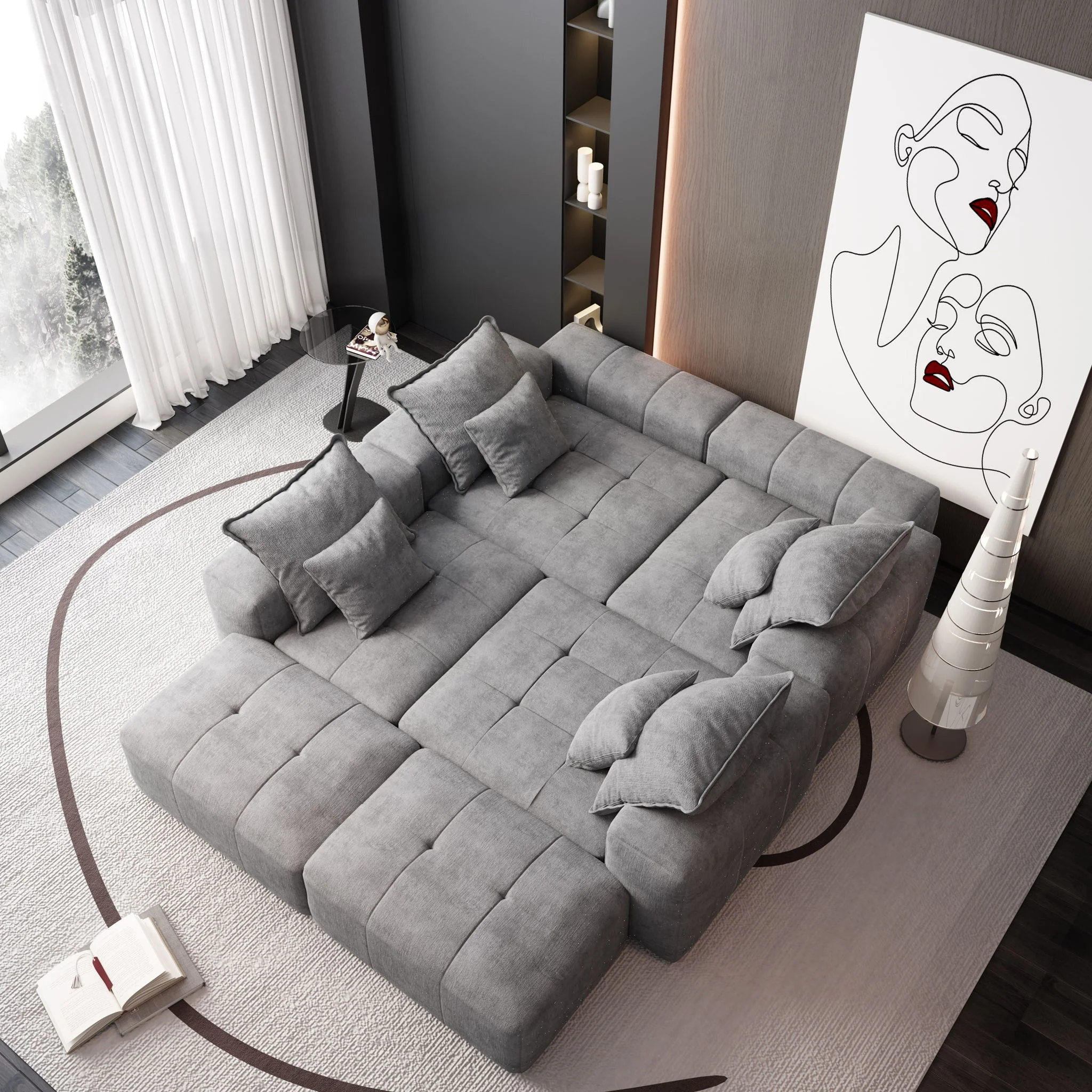 Modern Oversized Diy Combination Modular Sectional Sofa With Pillows - Image 189